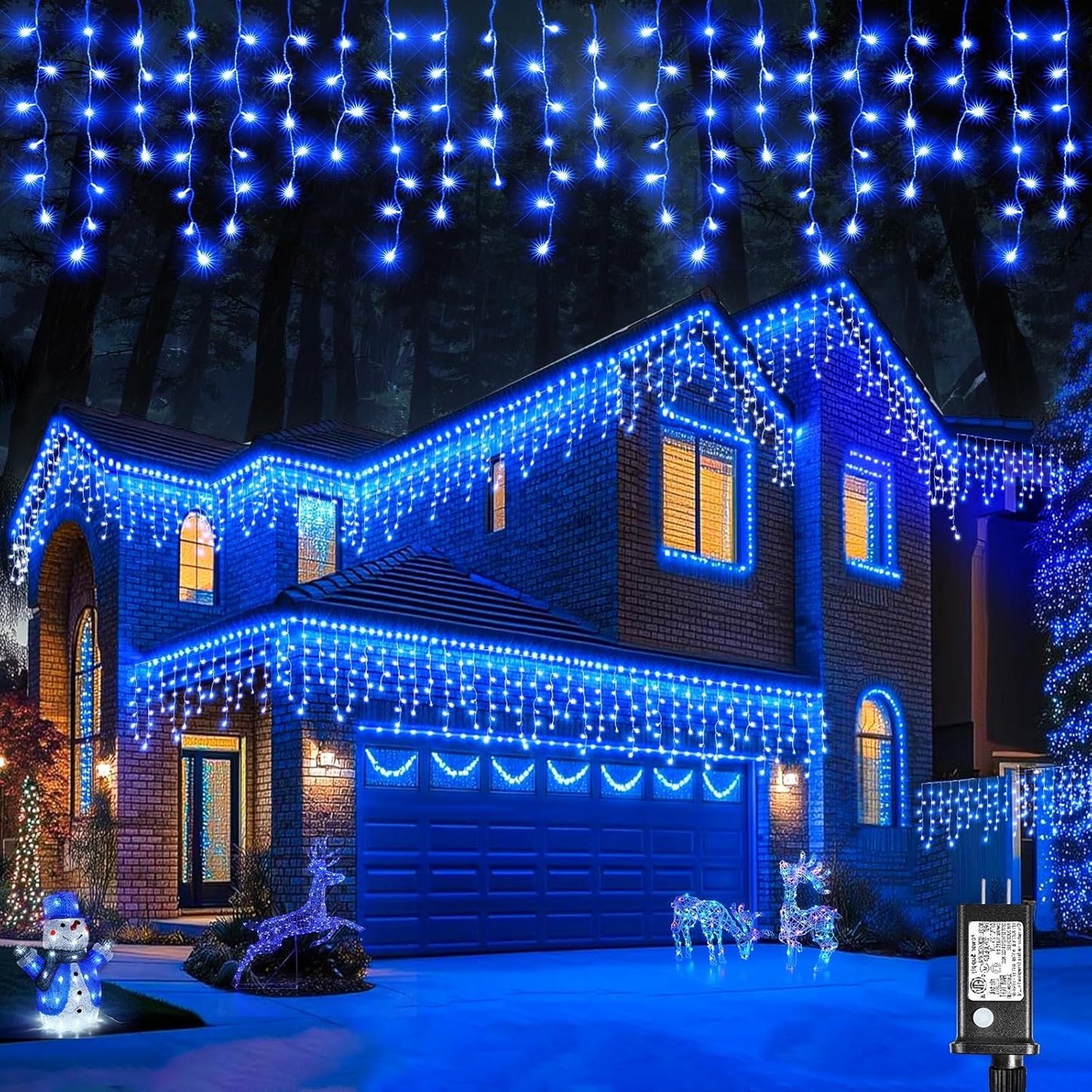 Icicle Christmas Lights Outdoor, 16.5FT 200 LED Icicle Lights for Outside with 8 Modes Waterproof, Connectable Curtain String Light for Indoor Bedroom Home Eaves Party Wedding Decorations, Blue