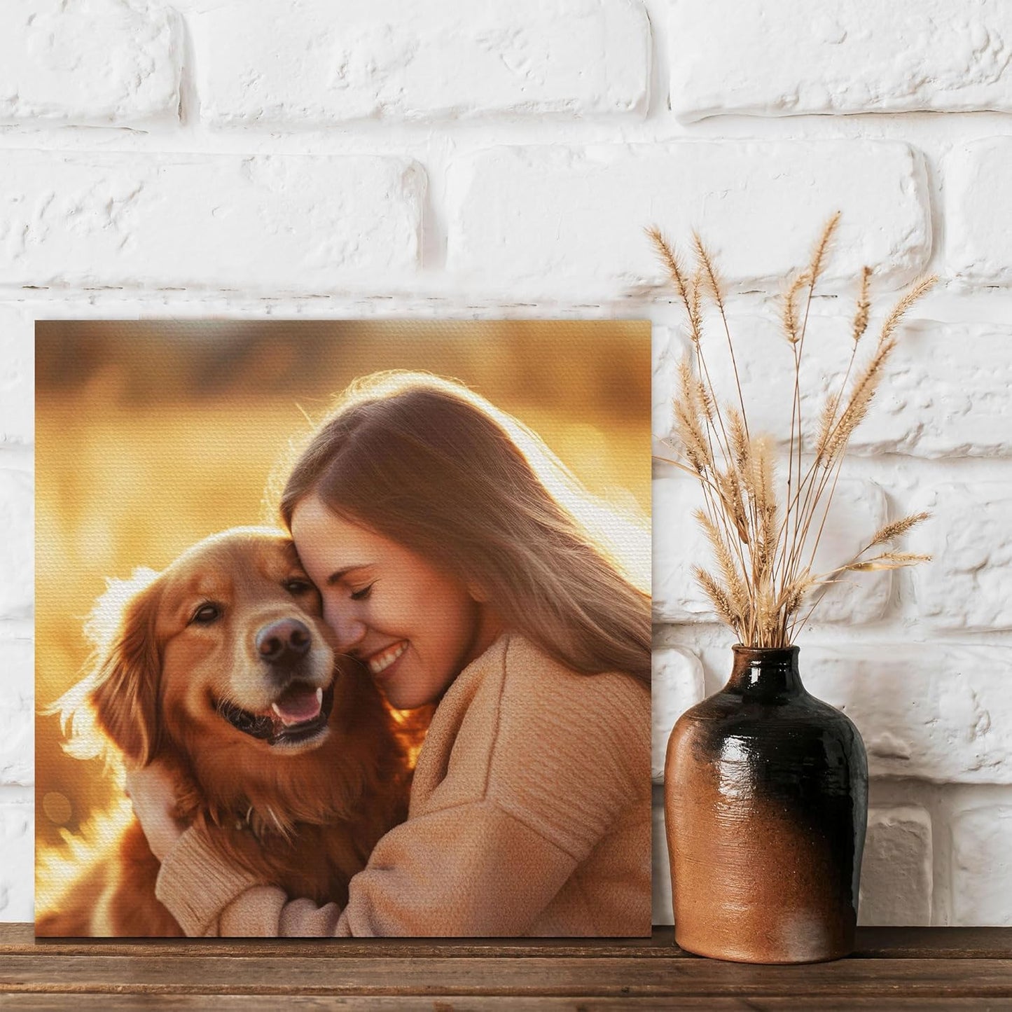 Custom Canvas Prints with Your Photos Framed Canvas Customized Wall Art Personalized Canvas Pictures Gifts for Pet Dog Baby Family Mom Dad Men Women Couple Boyfriend Girlfriend