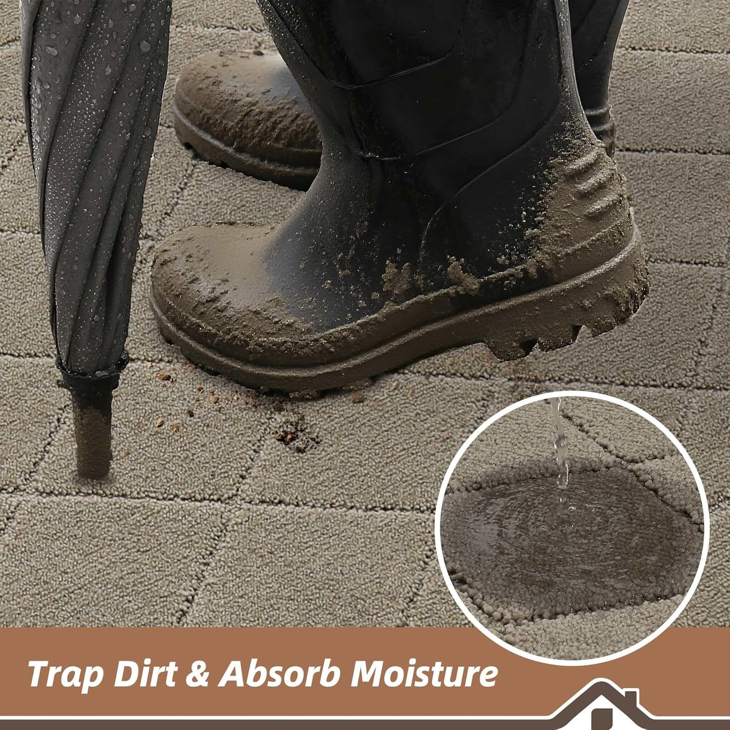 BEQHAUSE Dirt Trapper Door Mat 32" x 48", Doormat Non-Slip Entryway Rugs Washable, Dog Door Mat Stain Resistant and Absorbent Welcome Floor Mat for Front Back Door, Muddy Wet Shoes & Paws, Beige