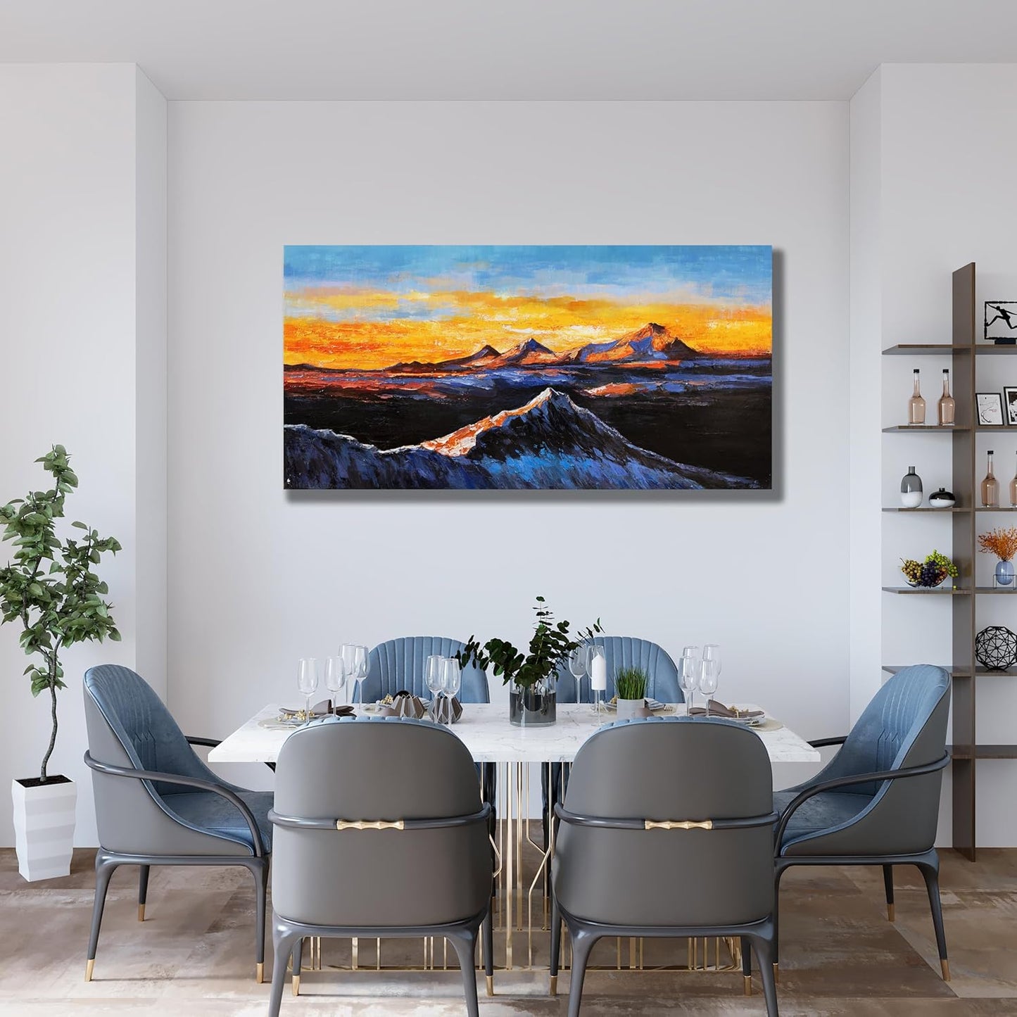 Belmrxne Mountain Wall Art Black and Silver Wall Decor Wall Prints Aesthetic Artist Canvas Painting for Living Room Bedroom Dining Room Office Home Decor 20x40 inch