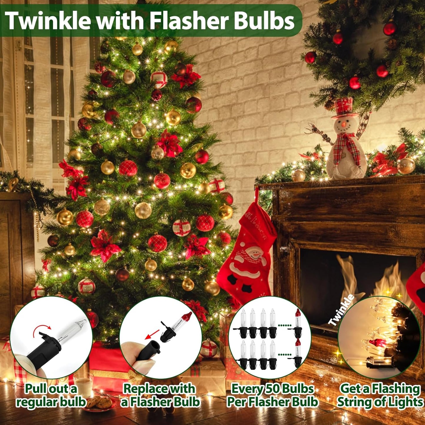 Clear Christmas Lights 50FT 200 Count Incandescent Bulbs Warm White Mini Lights with Black Wire for Christmas Tree, Garland, Wedding, Party, Home, Indoor & Outdoor Festival Decoration