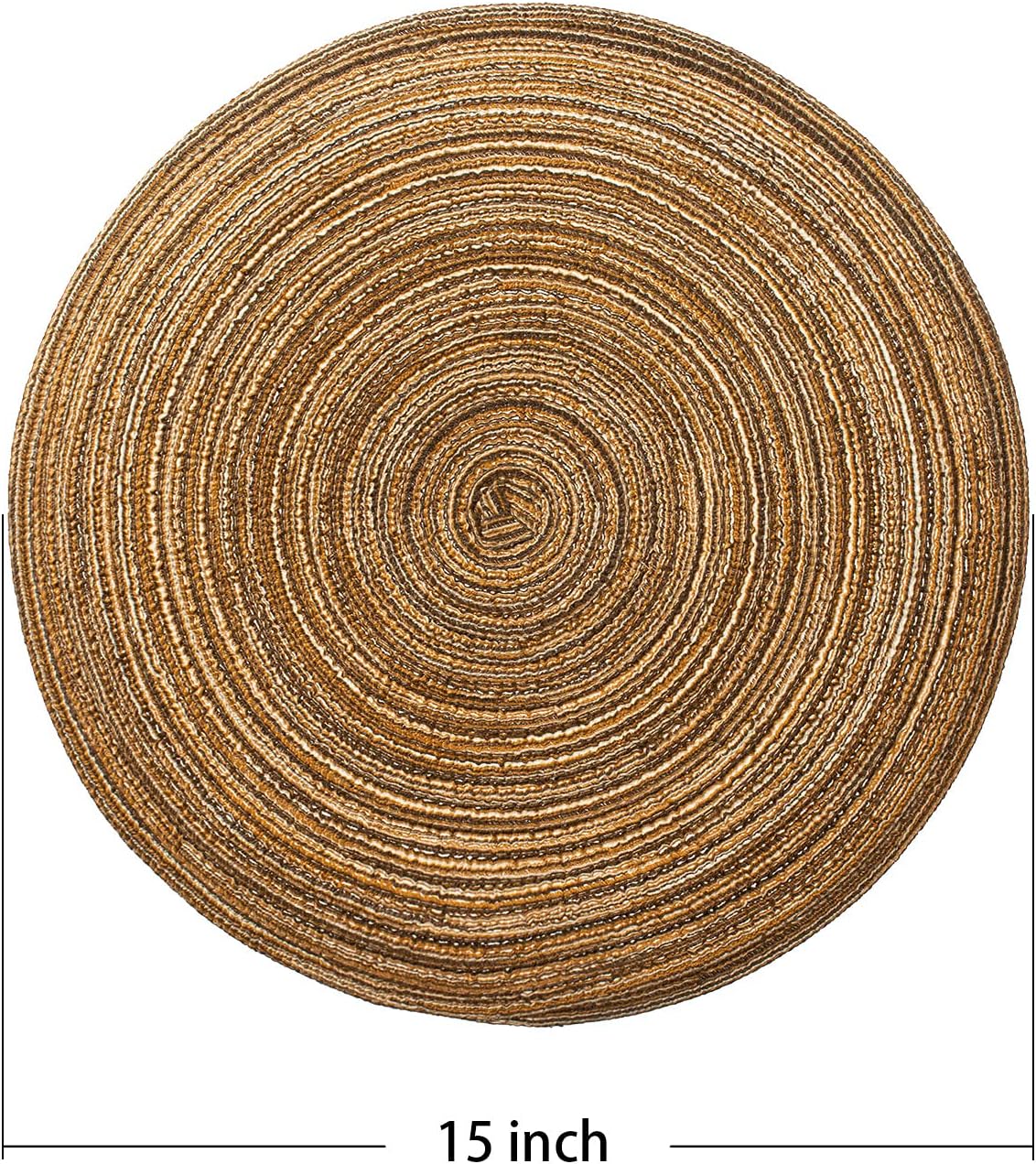 AHHFSMEI Round Braided Placemats Set of 6 Round Table Mats for Dining Tables Natural Woven Heat Resistant Place mats 15 Inch (Brown)