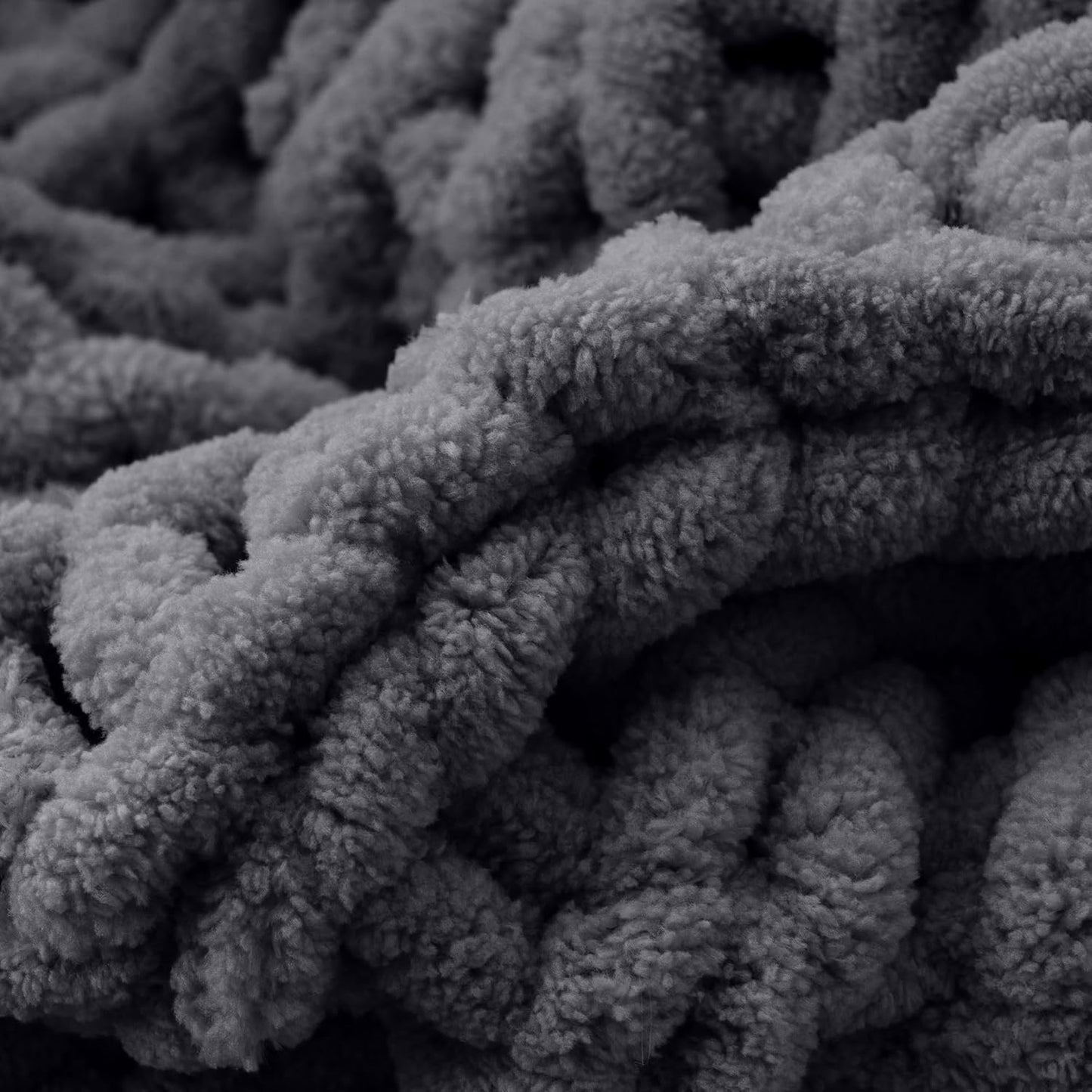 Battilo Chunky Knit Throw Blanket, Soft and Thick Chenille Throw Blanket, 50"x60" Handmade Cable Knit Crochet Blanket, Large Rope Knot Throw Blankets for Couch Sofa Bed Home Decor, Grey