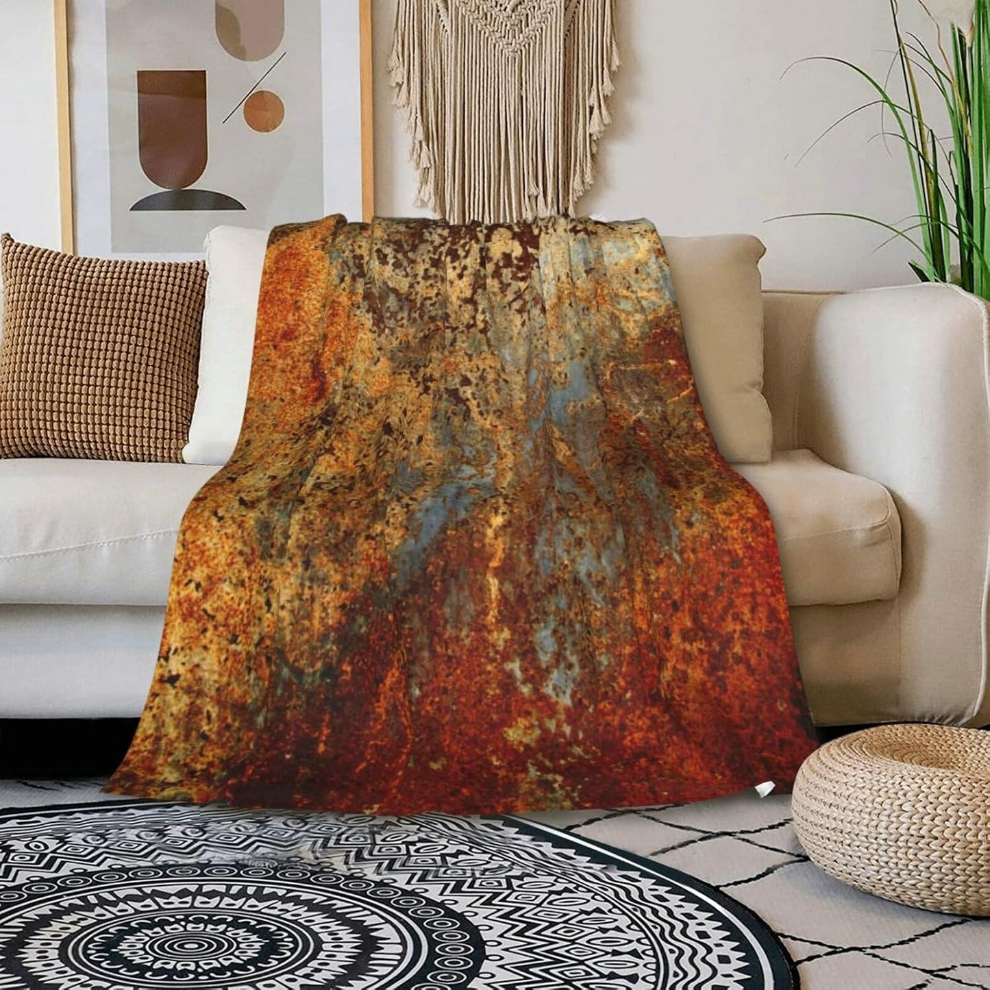 HGOD DESIGNS Brown Rust Colorful Metal Rusty Steel Iron Structure Blanket Throw Blanket Soft Comfortable for Sofa Chair Bed Office 50" x60