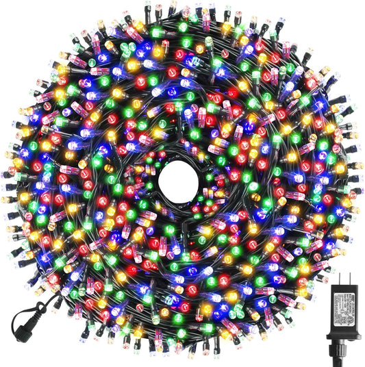 XTF2015 Christmas String Lights 170FT 500 LED, End-to-End Plug 8 Modes Memory Function with Timer - UL Certified - Outdoor Indoor Fairy Christmas Lights for Tree, Patio, Garden, Holiday (Multicolor)