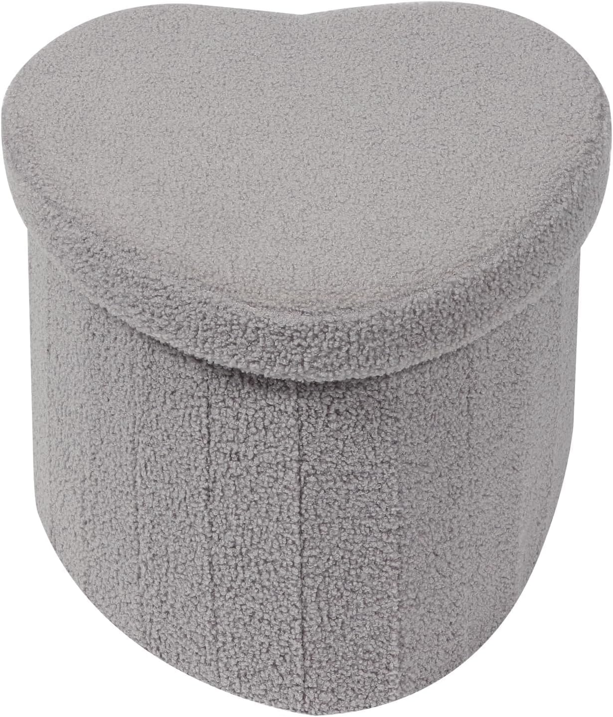 B FSOBEIIALEO Storage Ottoman Cube, Heart Shaped Ottomans with Storage Foot Stool Footrest for Lving Room, Boucle Ottoman Seat for Dorm Room,Faux Teddy Fur, Grey 15"x15"x15"