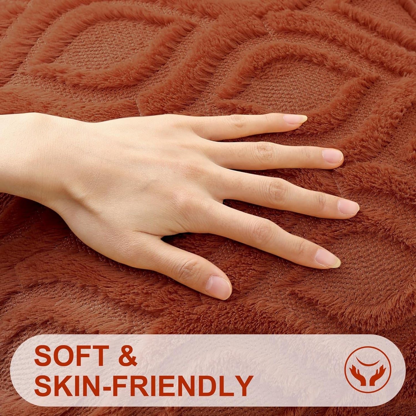 decorUhome Fall Throw Pillow Covers 22x22 Inch Set of 2, Soft Plush Decorative Faux Fur Rust Solid Couch Pillow Covers, Accent Farmhouse Neutral Square Euro Pillow Cases for Sofa Bed Living Room