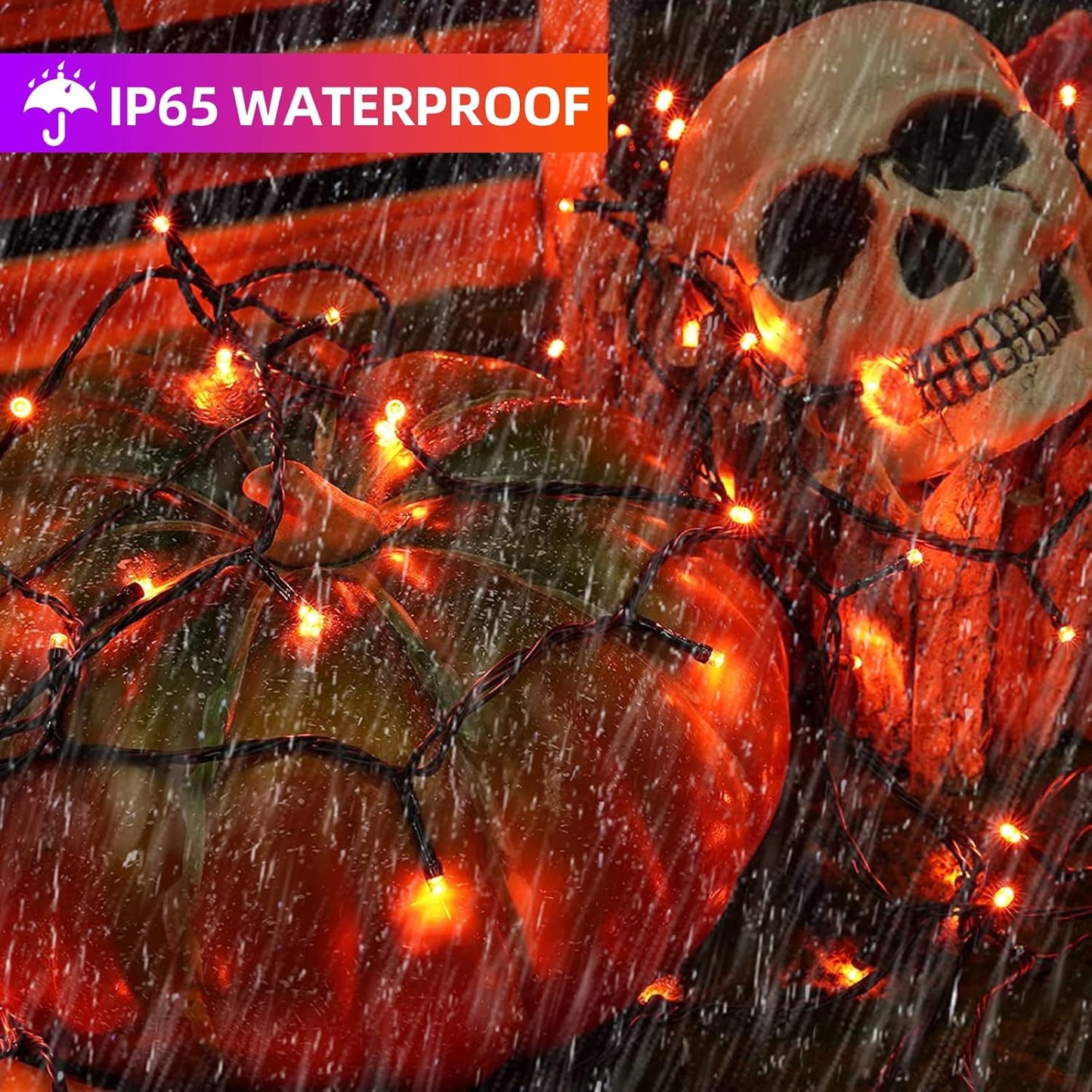 XTF2015 Orange Purple Halloween String Lights, Halloween Light 105ft 300 LED Color Changing, End to End Plug Waterproof Halloweens Decoration Lights Outdoor Indoor for Bedroom Patio Decor