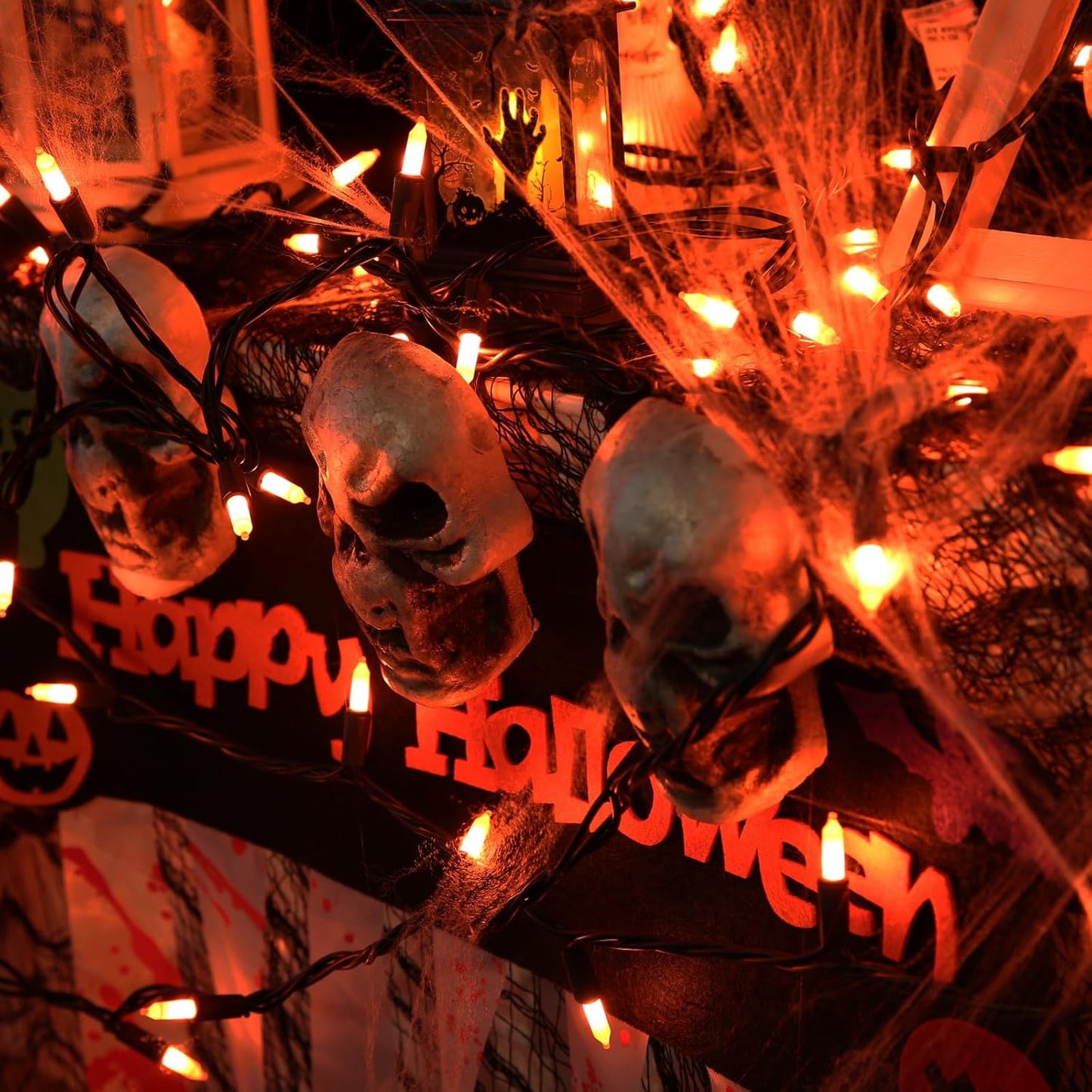 Toodour Orange Halloween Lights, 75ft 300 Count Incandescent Halloween String Lights, UL Certified Connectable Mini Bulbs Orange String Light for Home, Garden, Porch, Party, Indoor Decorations