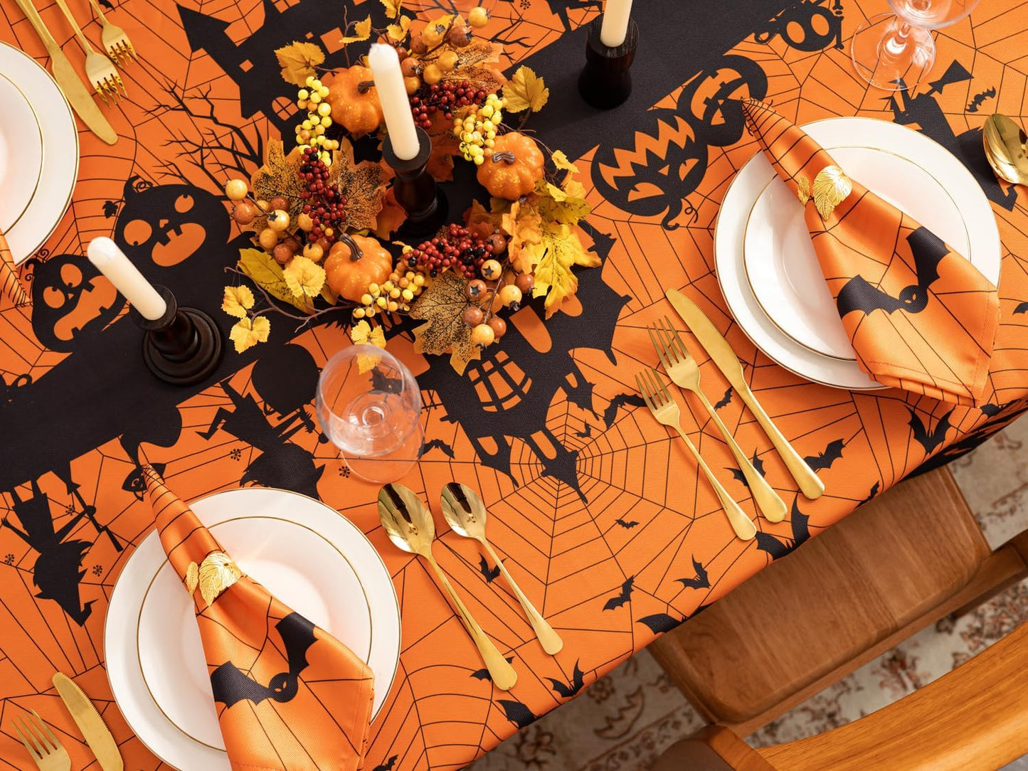 YiHomer Halloween Silhouettes Tabletop for Halloween Decorations, Dinner Parties and Scary Movie Nights, Horror Night, Tablecloth, 60 x 140 Rectangle
