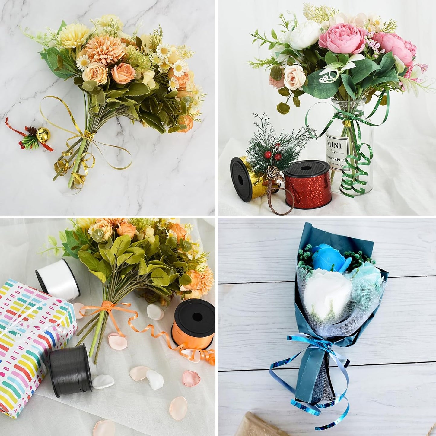 BEISHIDA 3 Pack 100 Yards Black White Orange Curling Crimped Thin Curly Ribbon Balloon String Gift Wrapping Ribbon Birthday Party Halloween Art Craft Decor Decoration