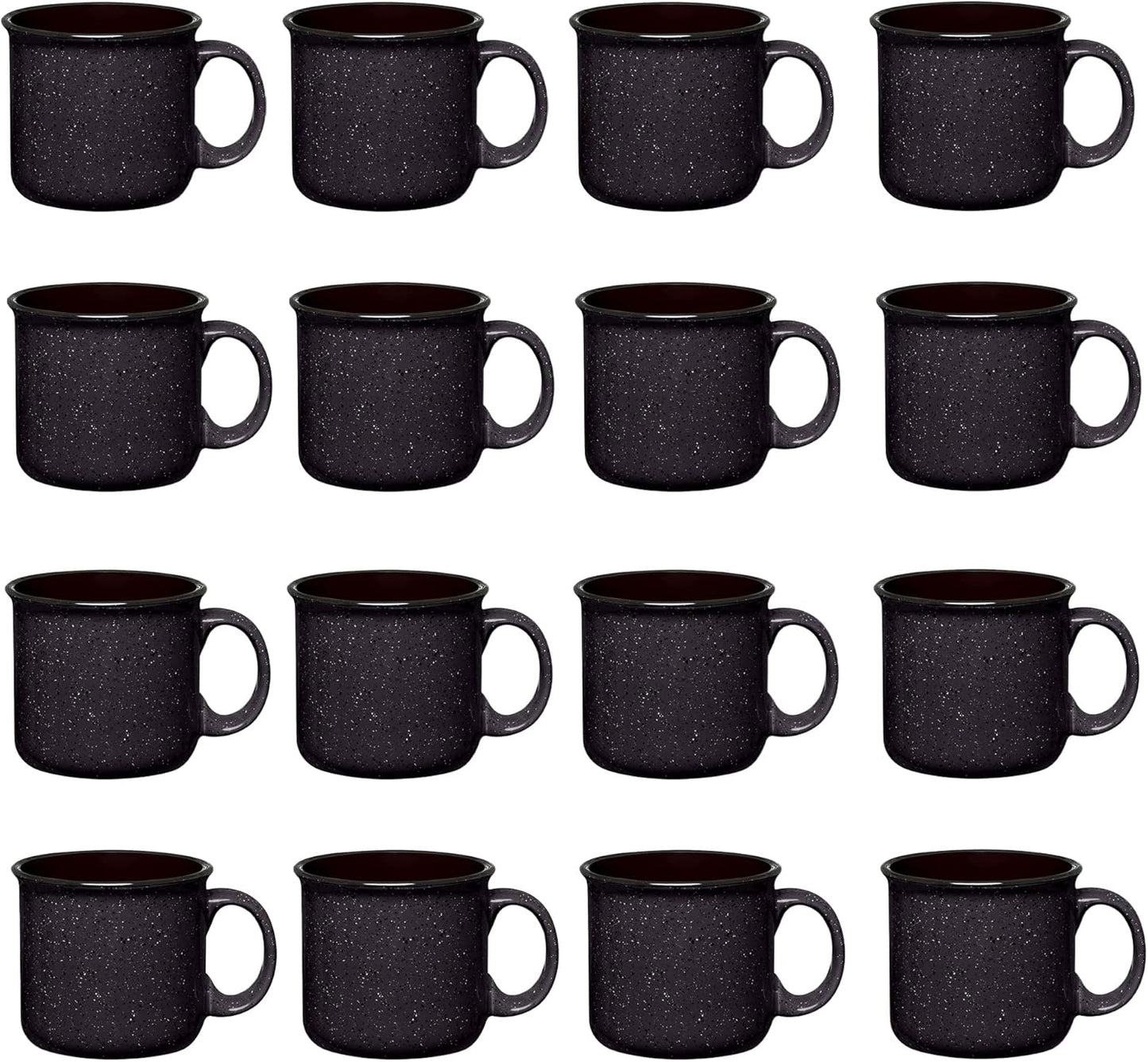 Set of 16 Ceramic Campfire Mugs – 15 Oz, Black – Coffee & Tea Cups for Home, Work, Travel, Camping – Customizable, Great for DIY, Events, Companies