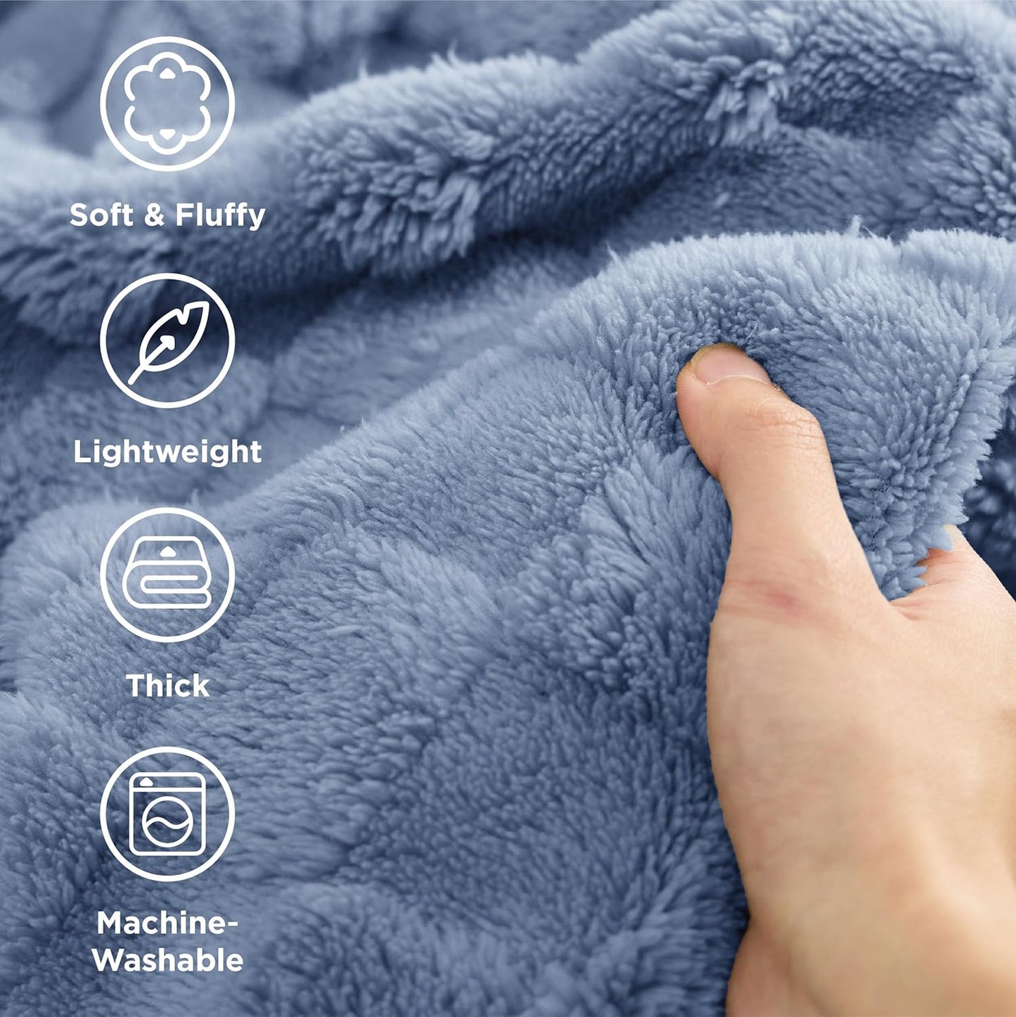 Bedsure GentleSoft King Size Blanket for Bed - Super Soft Cozy Blankets for Women Men Girls, Large Fuzzy Fleece Throw for Bedroom Decor, Ashley Blue,108x90 Inches