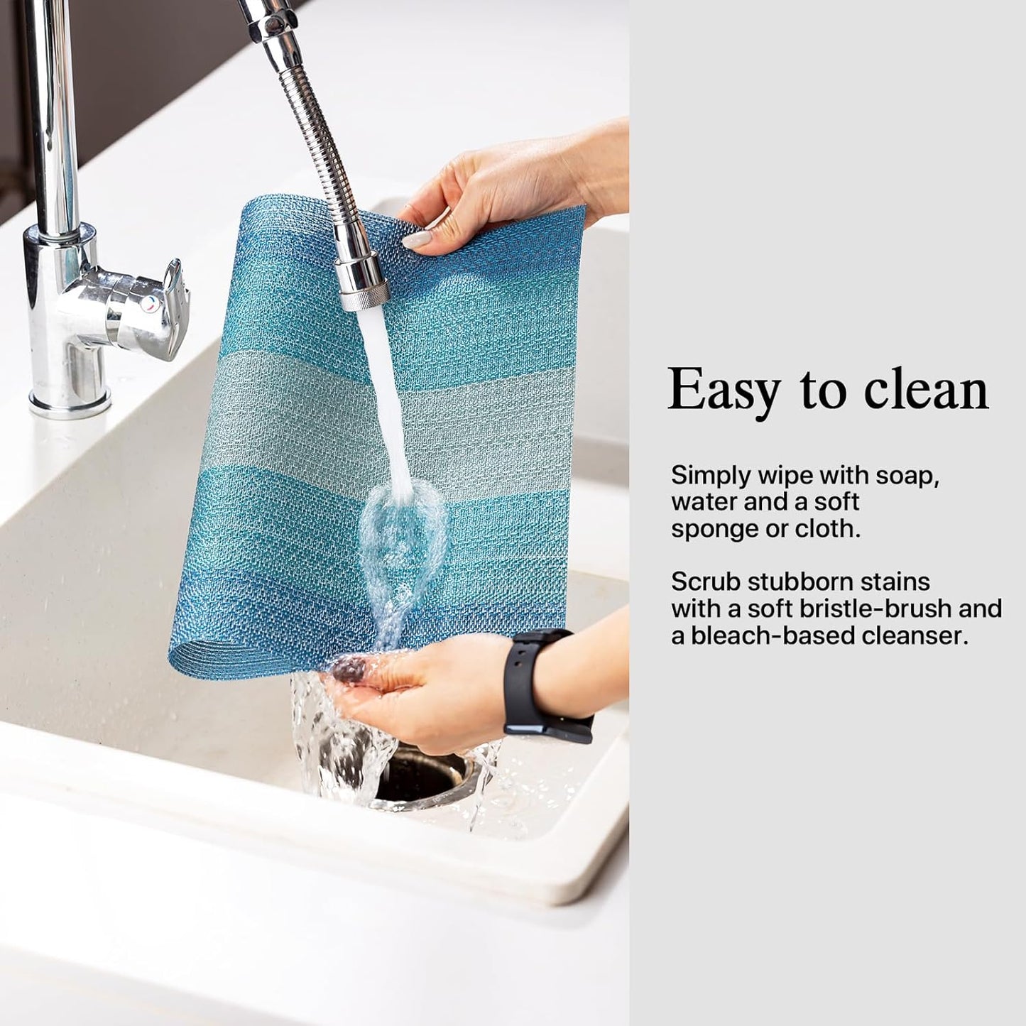 Placemats Set of 6 - Easy Clean Woven Vinyl Placemats for Dining Table, Indoor/Outdoor Place Mats, Washable PVC Table Mats（Ocean Geode）