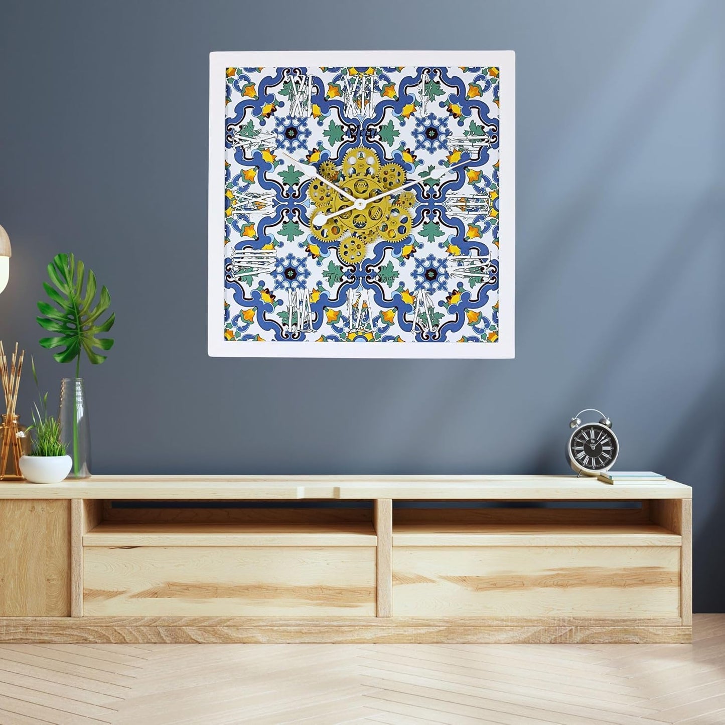 The Gears Clock Wall Clock Italy Collection with Moving Gears (Meta, 24 inches (60 cm))