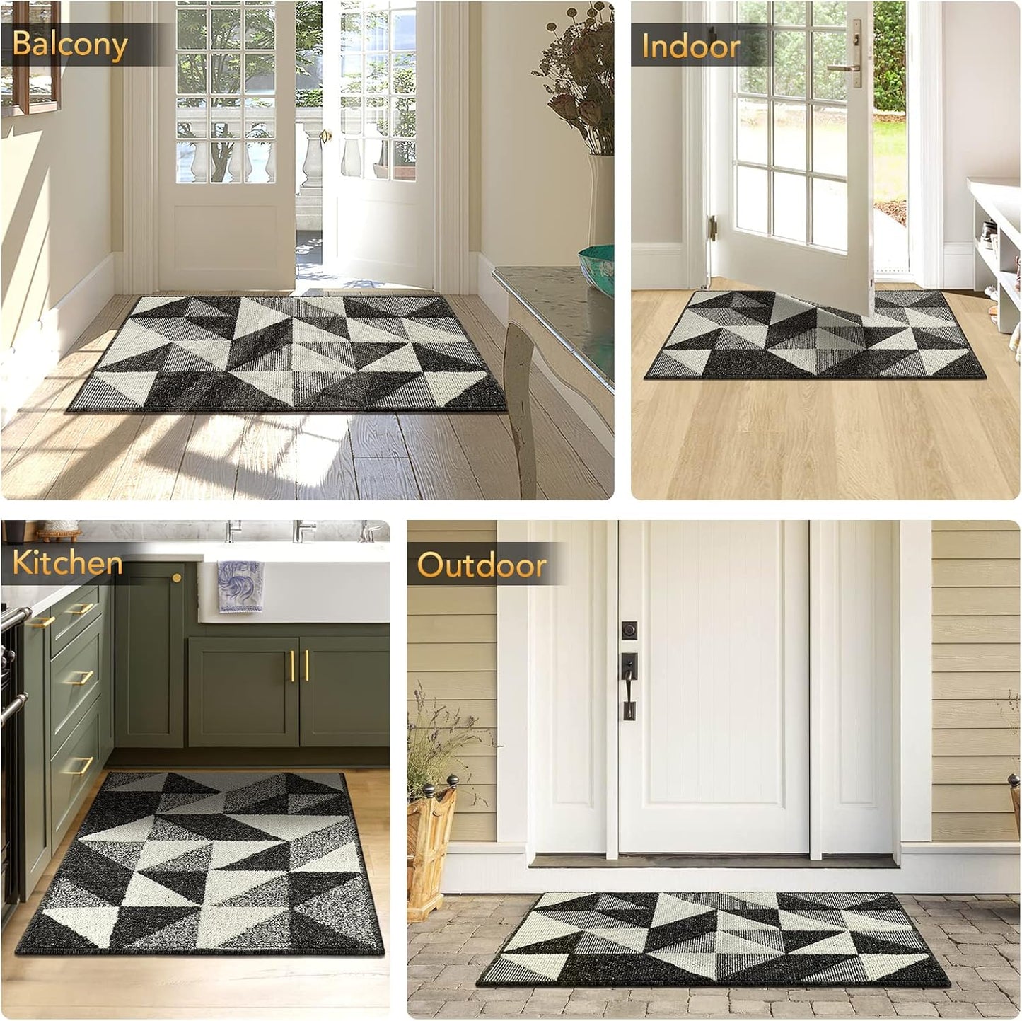 hicorfe Indoor Doormat,24"x35" Front Back Door Mat Rubber Backing Non Slip Door Mats,Low-Profile Absorbent Resist Dirt Entryway Doormat Inside Floor Mats for Entrance