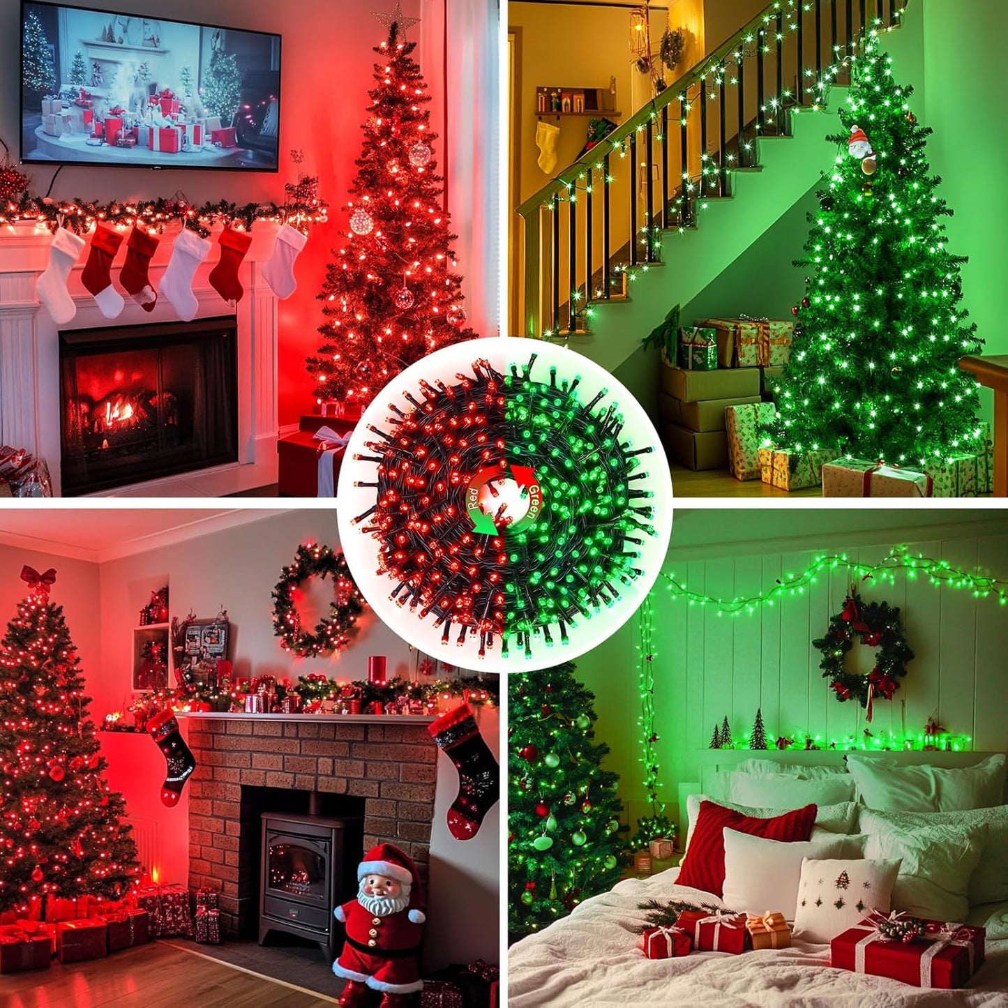 JMEXSUSS 200 LED Halloween Lights Outdoor, 66ft Red and Green String Lights with Remote, Connectable Waterproof Color Changing Christmas Lights for Party Yard Christmas Halloween Decor