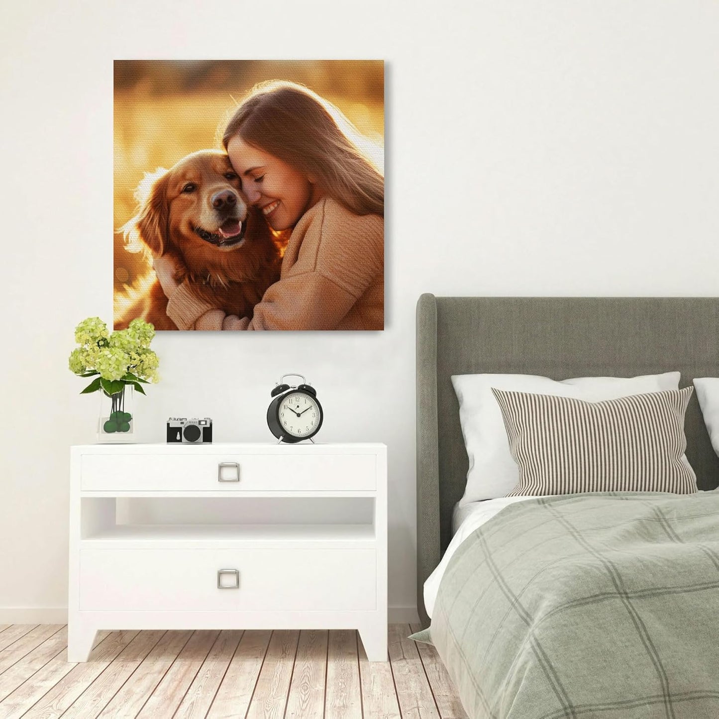 Custom Canvas Prints with Your Photos Framed Canvas Customized Wall Art Personalized Canvas Pictures Gifts for Pet Dog Baby Family Mom Dad Men Women Couple Boyfriend Girlfriend