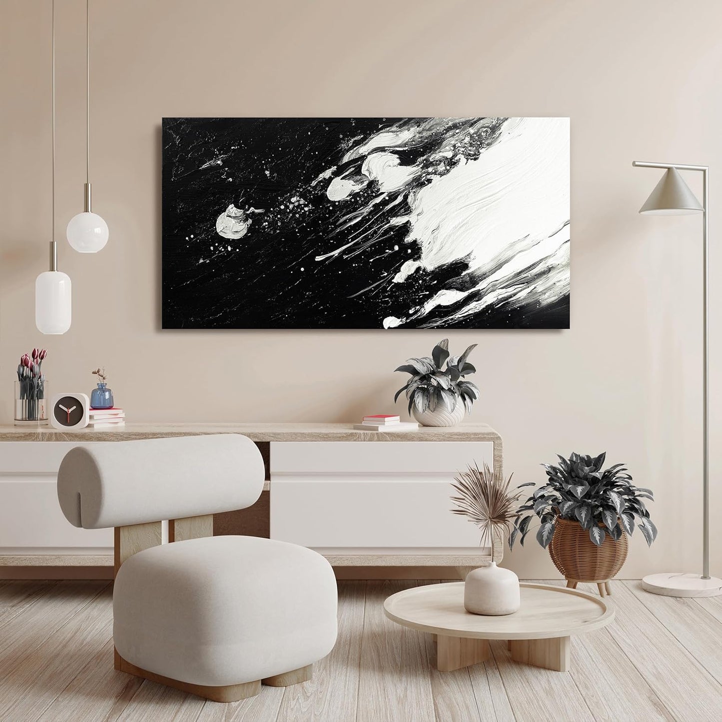 Canvas Wall Art Decor Modern Black and White Wall Art Prints Abstract Wall Art for Living Room Abstract Black Art Abstract Canvas Art Wall Decor Artwork for Walls Bedroom Office Decor 20" X 40"