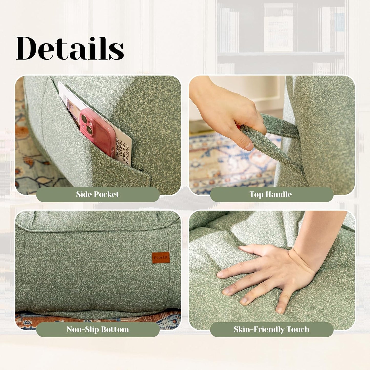 Bean Bag Chair for Adults, Comfy Tufted Bean Bag Chair Sofa with Armrests, Lazy Beanbag Chair with Foam Filler Stuffed Bean Bag Couch Sofa for Reading in Bedroom, Living Room and Dorms