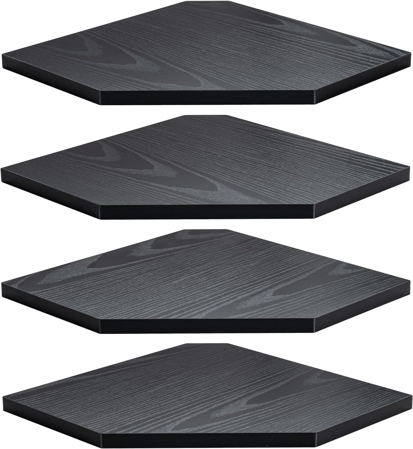 Corner Shelf Wall Mount, Floating Corner Shelves, Set of 4 Corner Wall Shelf Organizer, Rustic Wood Wall Storage Display Shelves for Living Room Bedroom Bathroom Kitchen, Classic Black