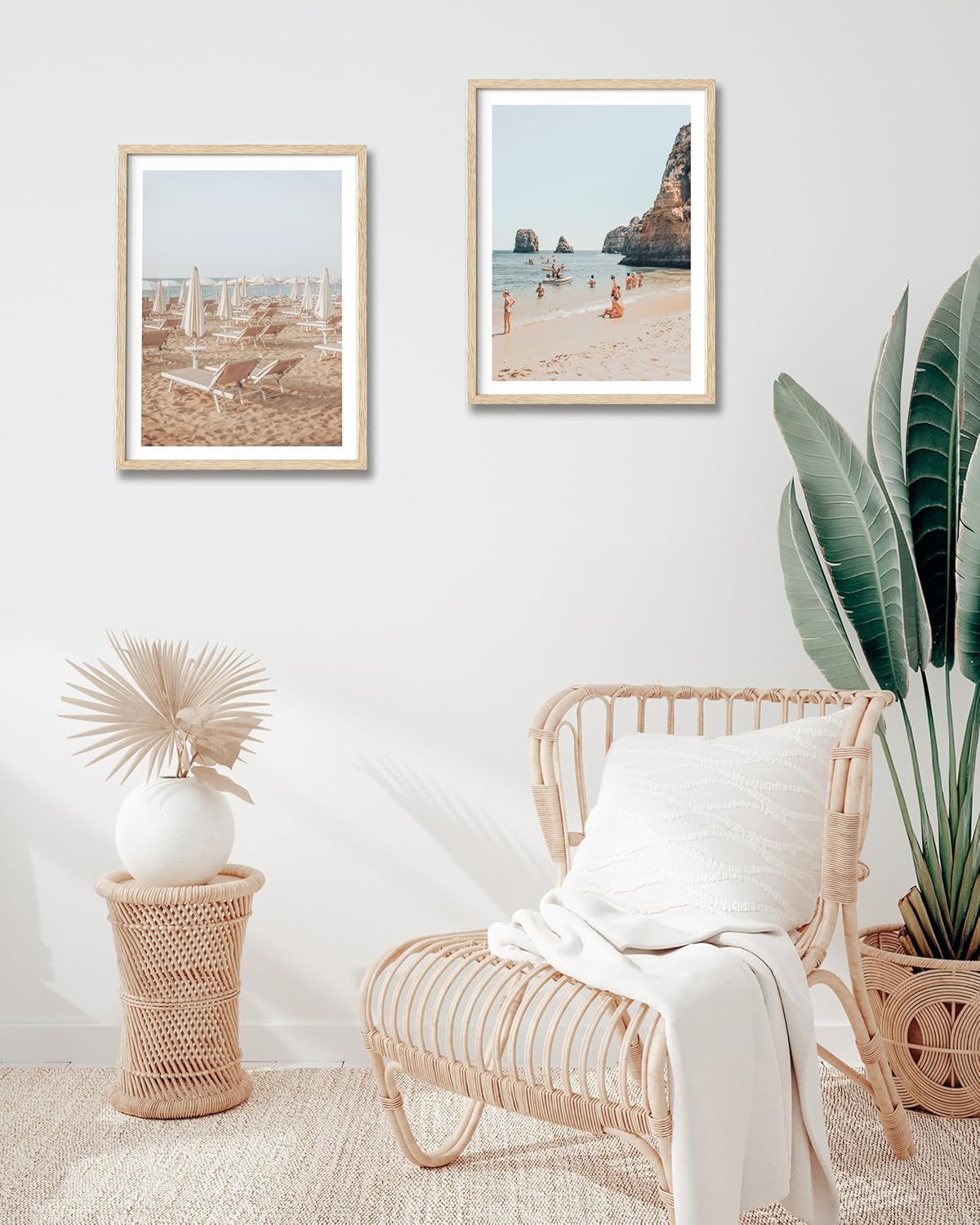 HesenDot Natural OAK Wood Framed Amalfi Coast Summer Wall Art,12x16in Italy Arienzo Beach Canvas Wall Print,Positano Swimming Poster Wall Decor for Living Room,Bedroom,Office Gallery Set of 1