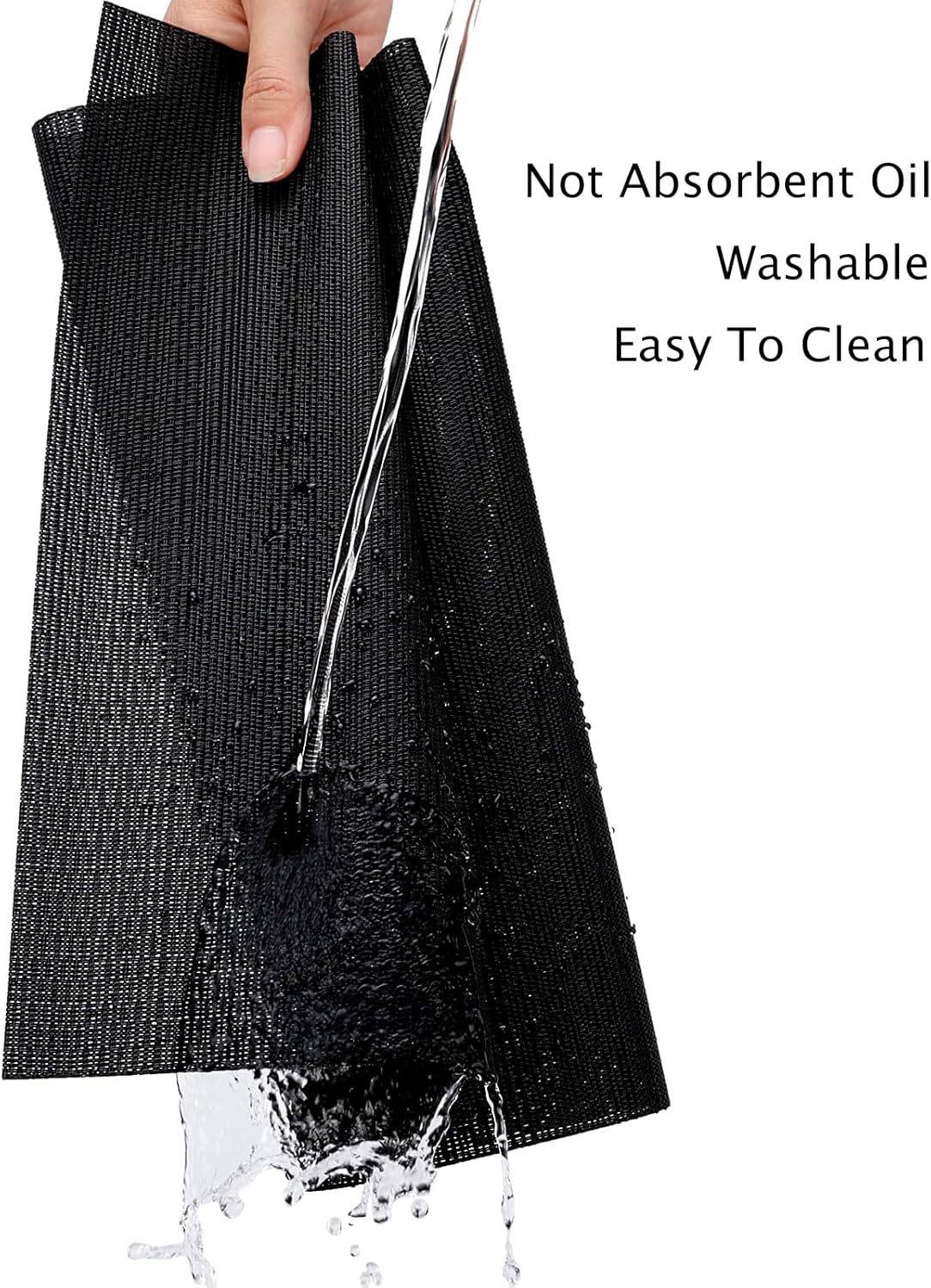 Myir JUN Placemats Set of 8, Vinyl Woven Placemats Place Mats Indoor Set of 8 Washable Table Mats Non-Slip Place mats for Dining Table (Black, Set of 8)