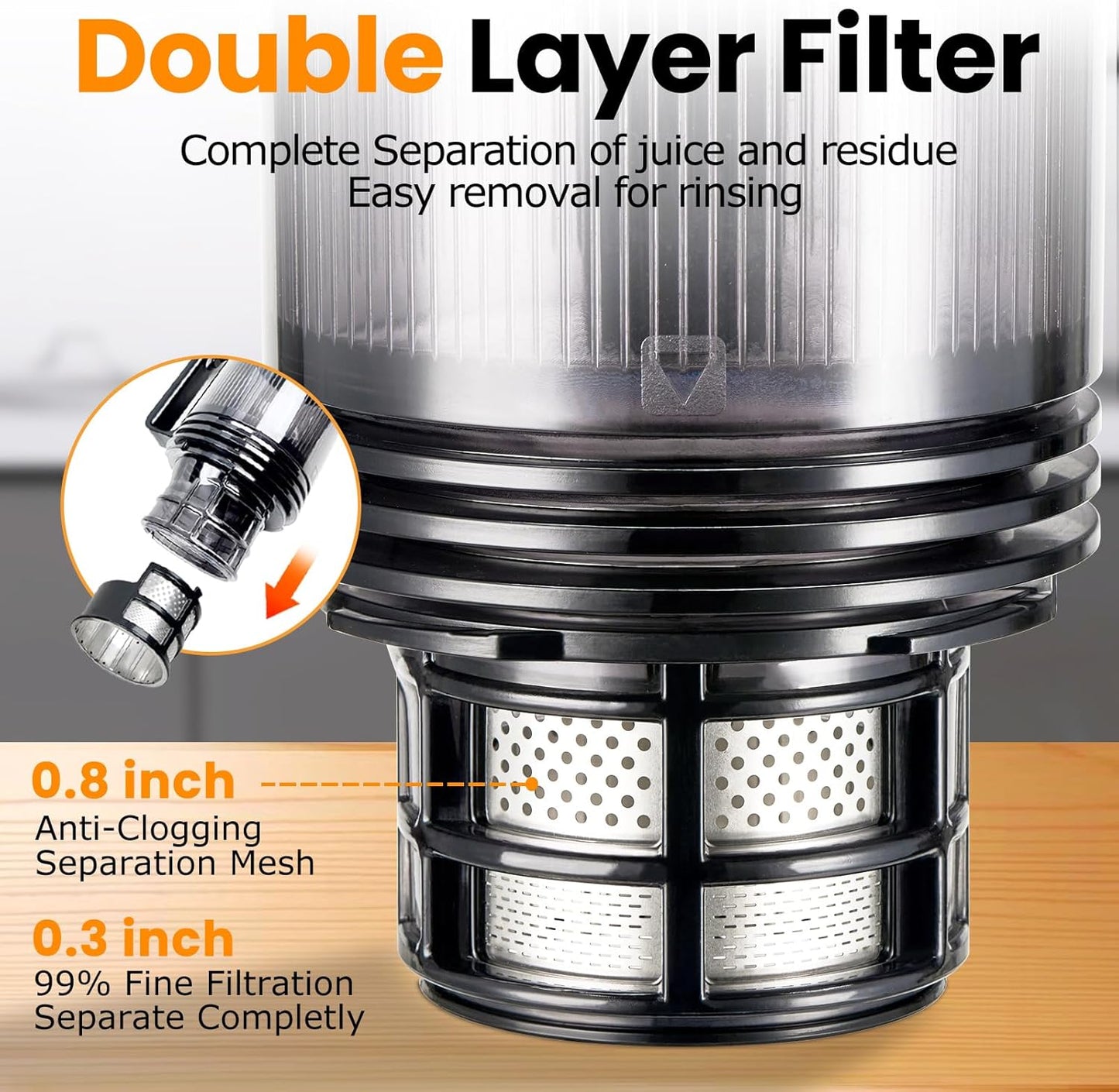 Cold Press Juicer,Slow Masticating Juicer Machines with 5.3" Large Feed Chute for Most Fruits and Vegetables,Easy to Clean Lemon Orange Juicer with 250W Motor and High Juice Yield,Deep Grey