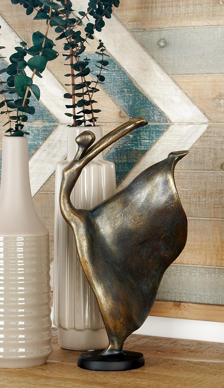 Deco 79 Polystone Dancer Decorative Sculpture Home Decor Statue, Accent Figurine 7" x 5" x 13", Brass