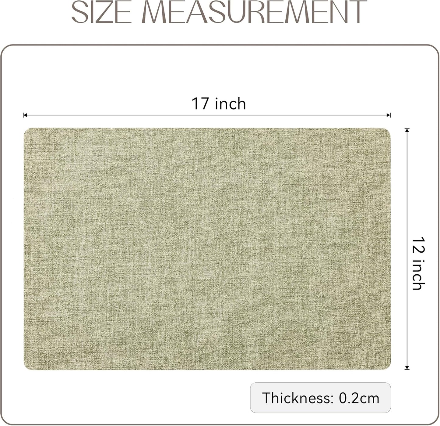 Romanstile Vinyl Placemats Set of 4-12 X 18 Inch - Heat Resistant Place Mats 100% Waterproof Oilproof Wipeable Reversible Faux Leather Table Mats for Kitchen/Dining/Party/Outdoor, Grass Green