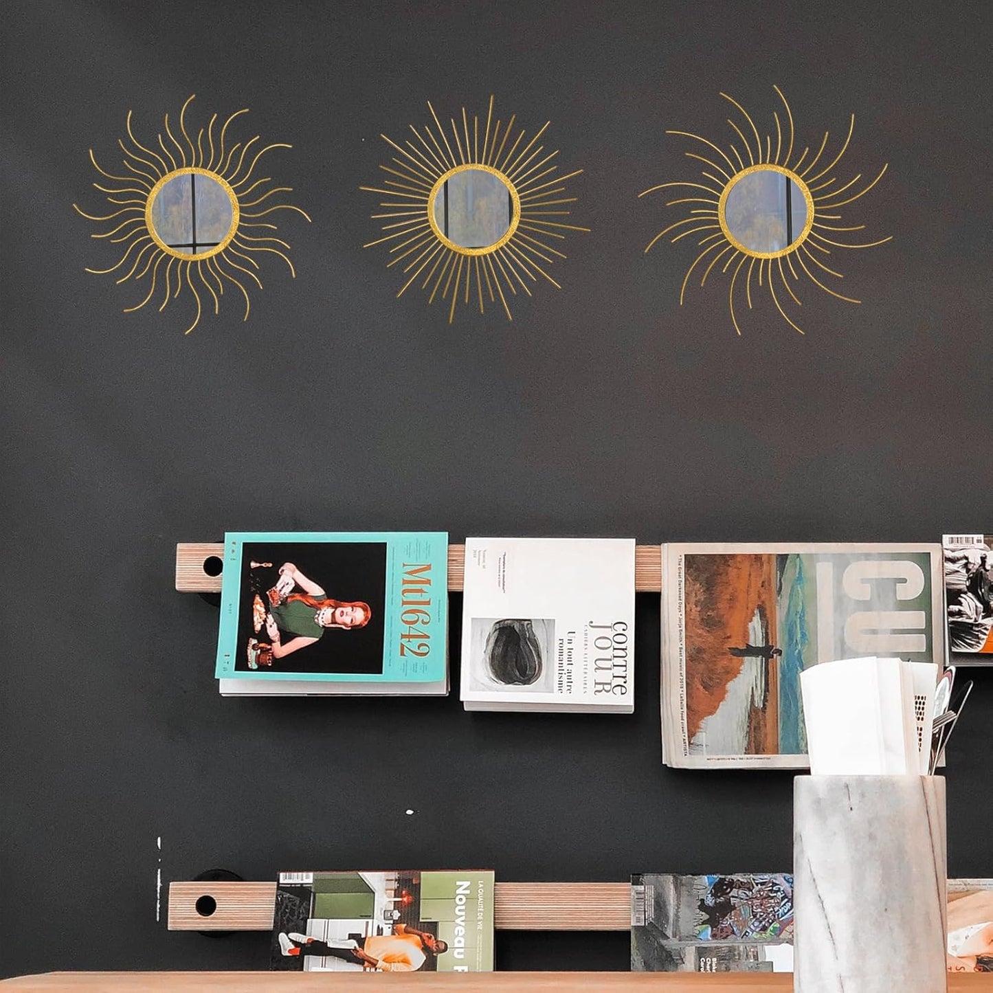 Mirror Decor Sunburst Mirrors Metal Sun Mirror Wall Decor Wall Mirror Home Decorative Wall Art for Living Room Bedroom Entryway