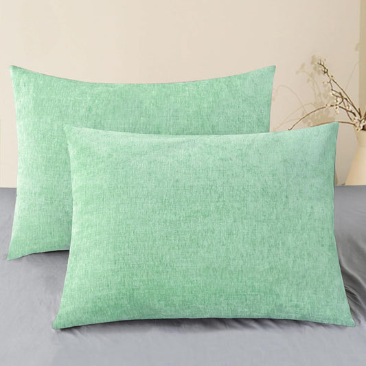CaliTime Throw Pillow Covers Decorative 20 X 26 Inches Pack of 2 Cozy Chenille Standard Pillow Shams Cases for Couch Sofa Bed Living Room Home Grey Green