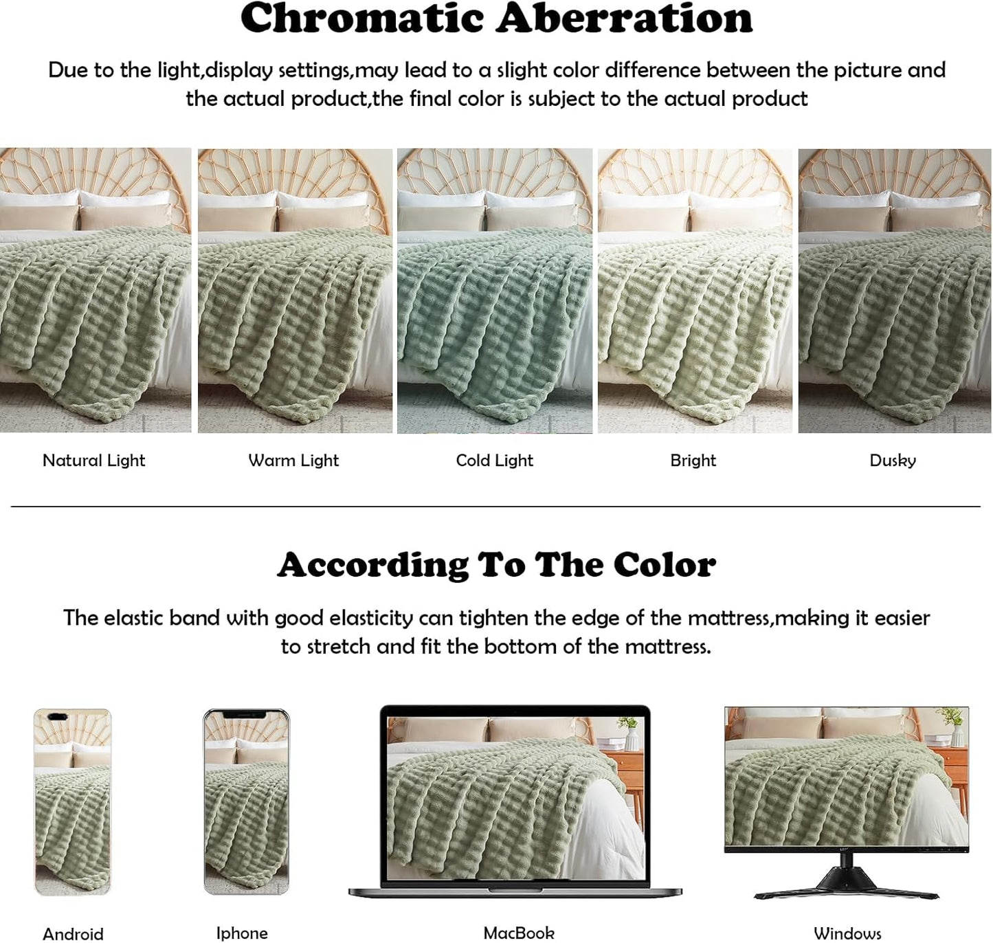 NEWCOSPLAY Faux Fur Throw Blanket Sage Green Bubble Blanket Thick Warm Soft for Couch Sofa Bed 550GSM (Sage Green, Throw(50"x60"))