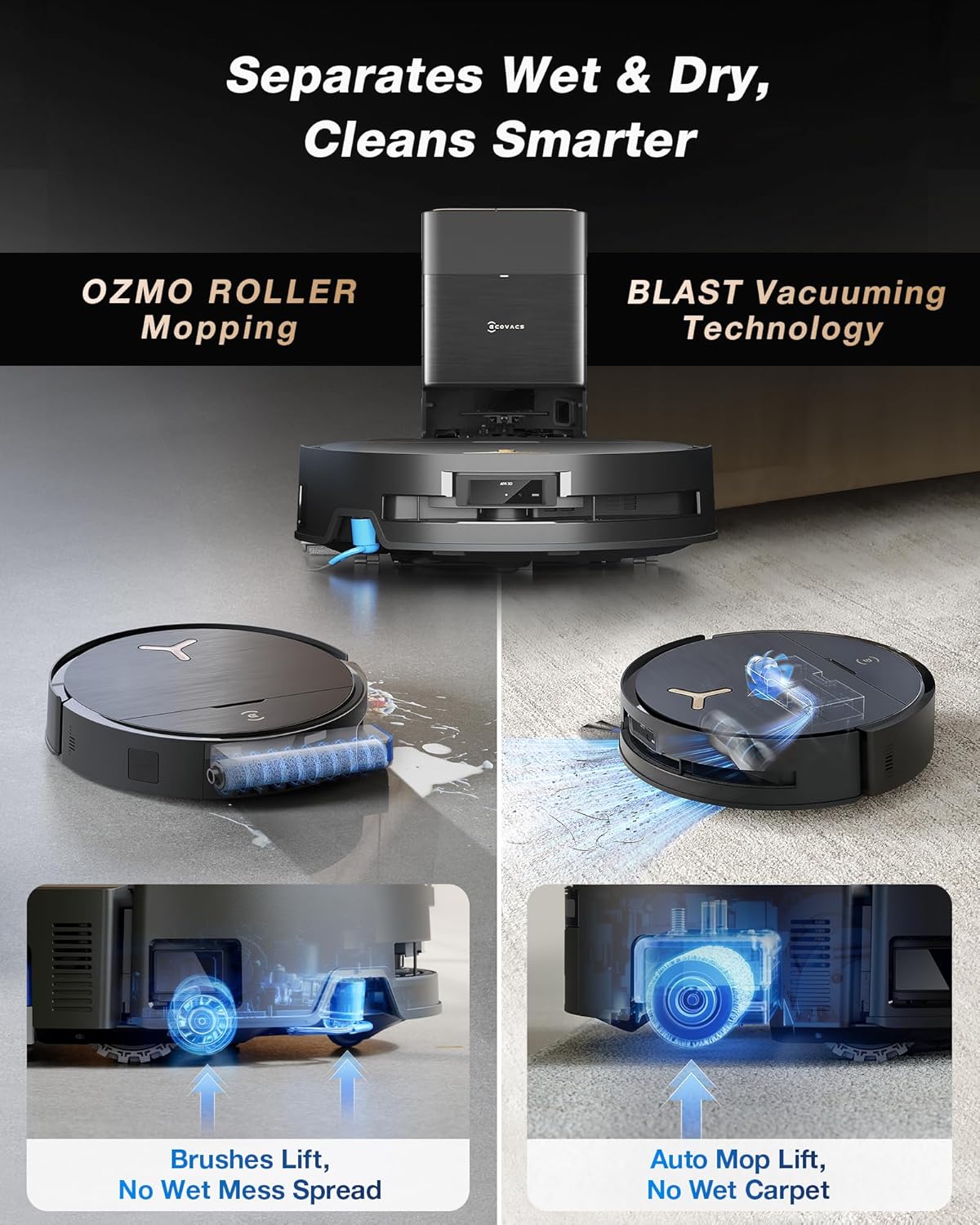 ECOVACS DEEBOT X9 PRO Omni Robot Vacuum and Mop, Blast™ 16,600Pa Suction, OZMO Roller Instant Self-Washing Mopping, ZeroTangle™ 3.0, Triple Lift System, AI Smart Navigation, Hands-Free Omni Station