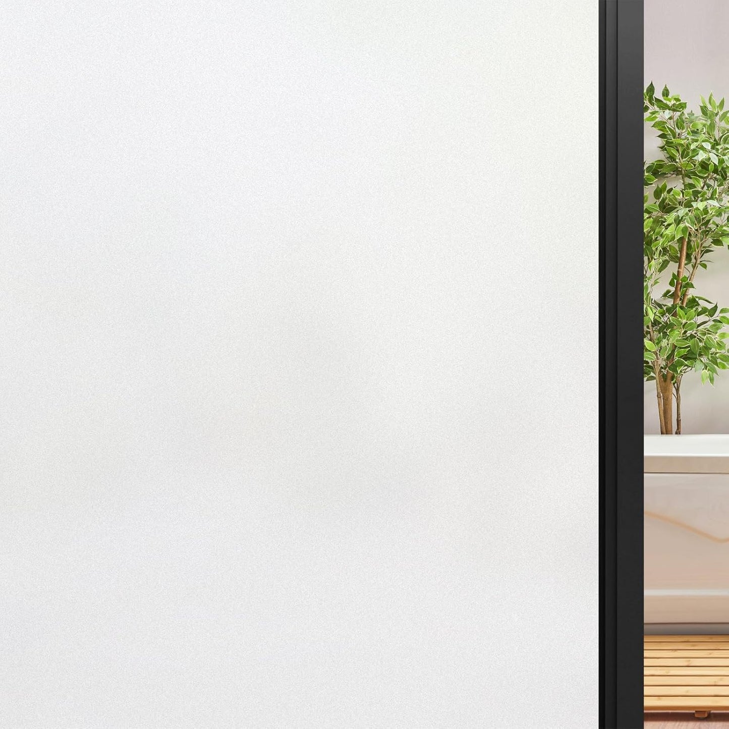 DOWELL Window Privacy Film, Frosted Glass Window Film, Static Cling Non-Adhesive Glass Clings, Sun Blocking Opaque Door Coverings, Reusable Door Sticker for Bathroom Home Office, White, 23.6" x 78.7"