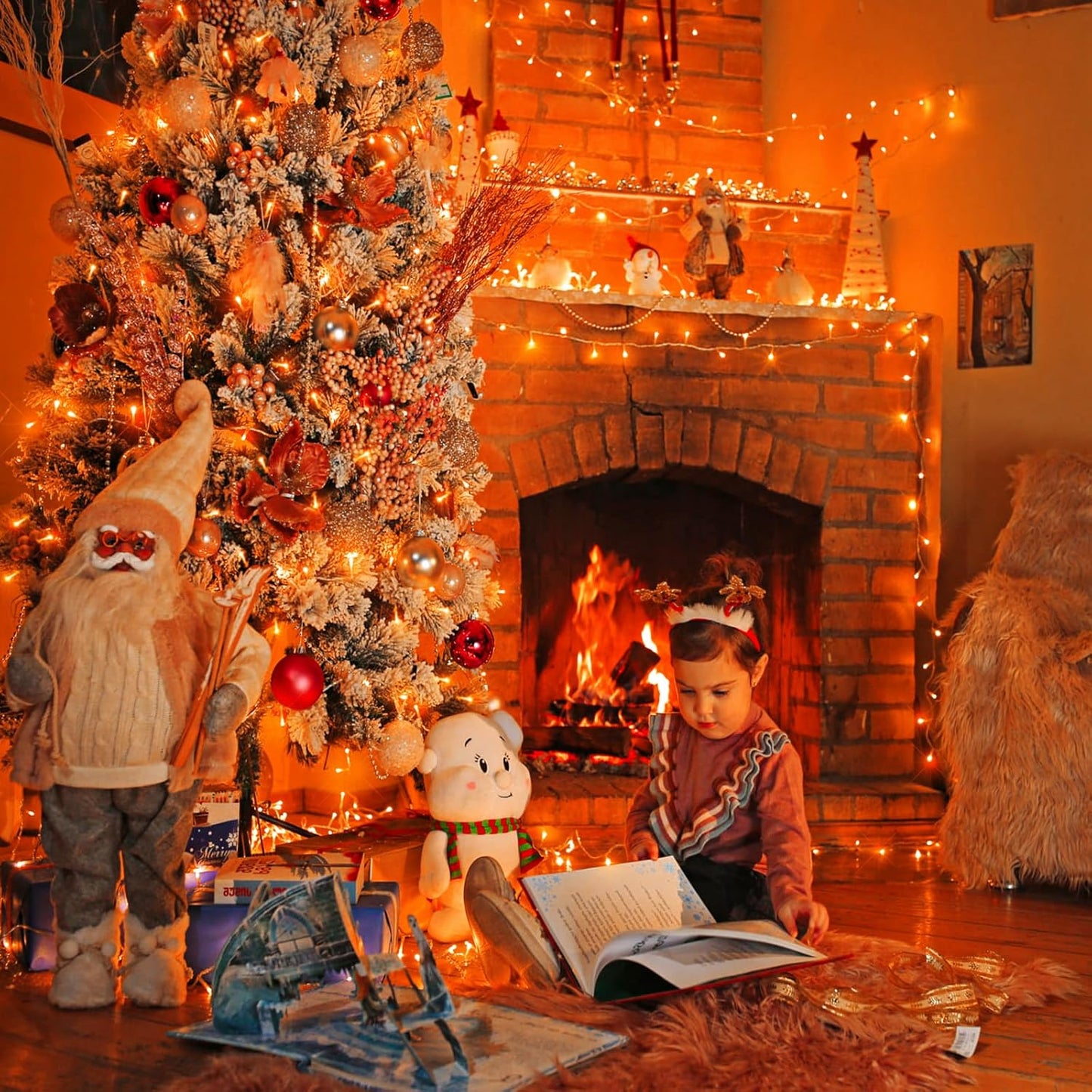 800 LED Orange Lights for Halloween, 262 FT Halloween Lights Indoor Outdoor Clear Wire with 8 Modes, Plug in Waterproof Orange String Light for Christmas Tree Party Thanksgiving Decorations