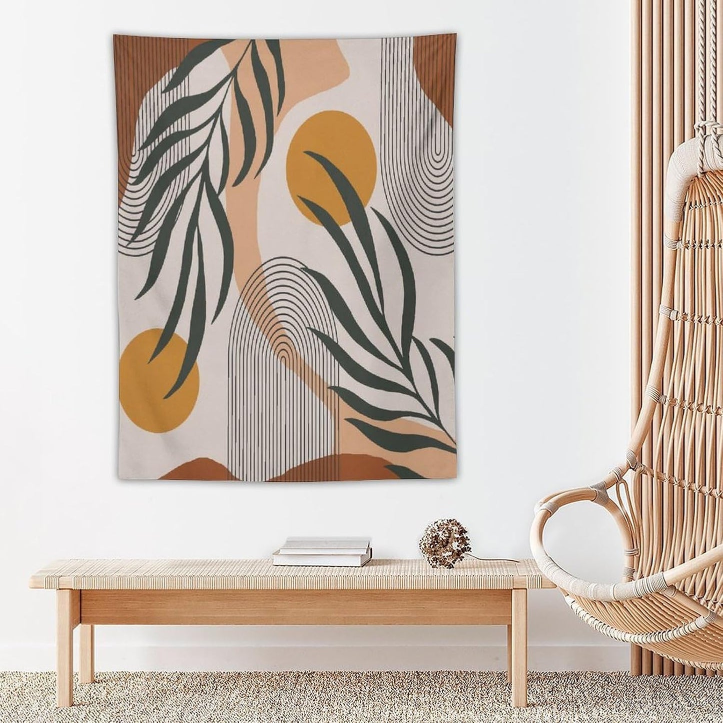 ICMOLYYENLO Boho Plant Aesthetic Tapestry, Abstract Medieval Arch Sun Home Aesthetic Wall Hanging For Bedroom Living Room Dormitory Tapestry 60x80 Inches