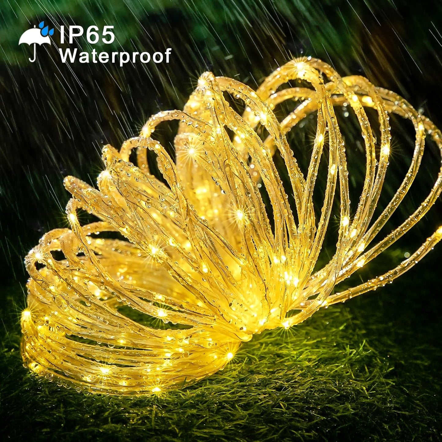 JMEXSUSS 100 LED Solar Rope Lights Outdoor Waterproof, 33ft IP65 Waterproof Solar Trampoline Lights, 8 Modes Solar String Lights for Outside Camping Tent Trampoline
