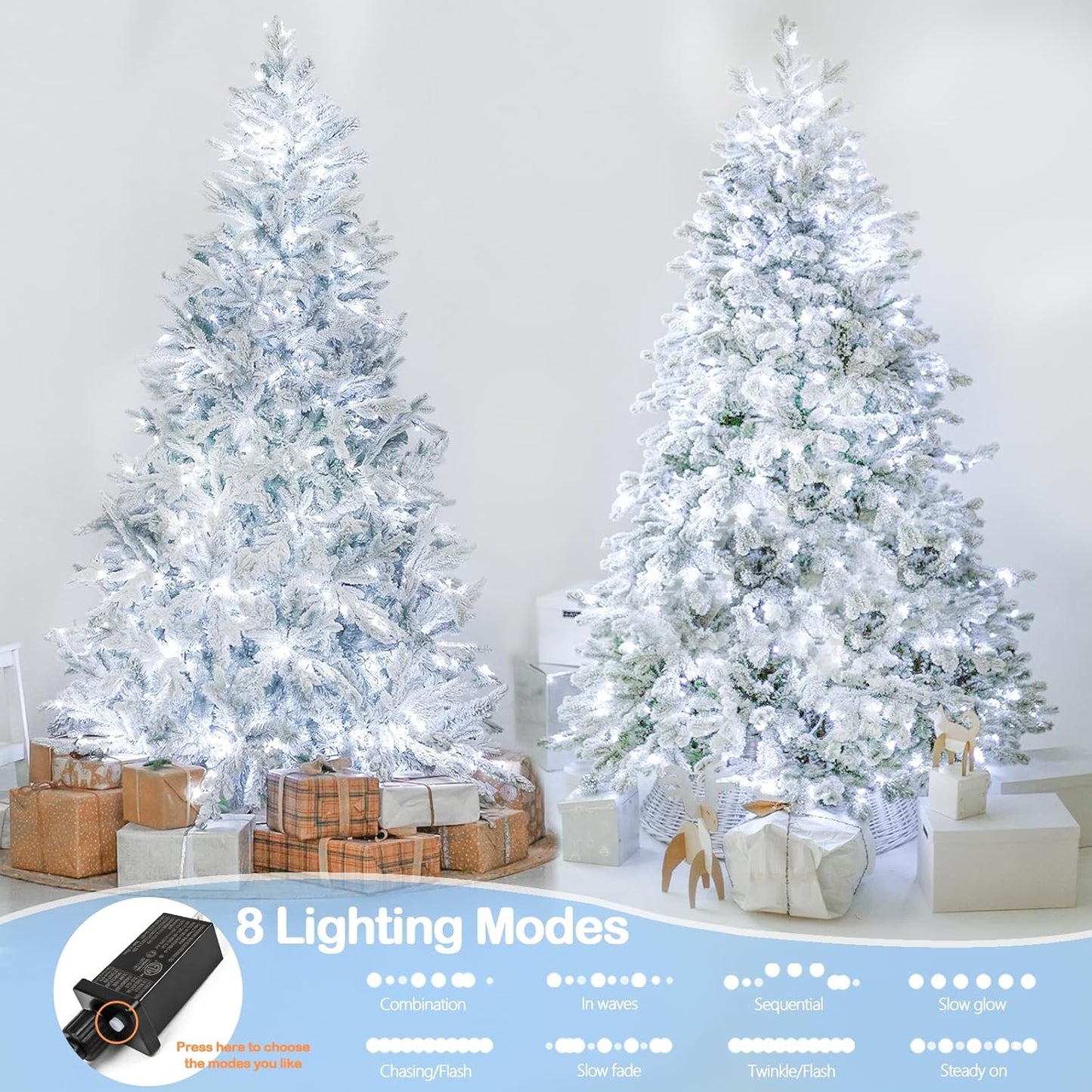 Upgraded Super Long 264FT 800 LED Christmas String Lights Outdoor & Indoor, Memory Function & Timer & 8 Modes, Green Wire Waterproof String Lights for Xmas Tree Holiday Party Garden Decor (Cool White)