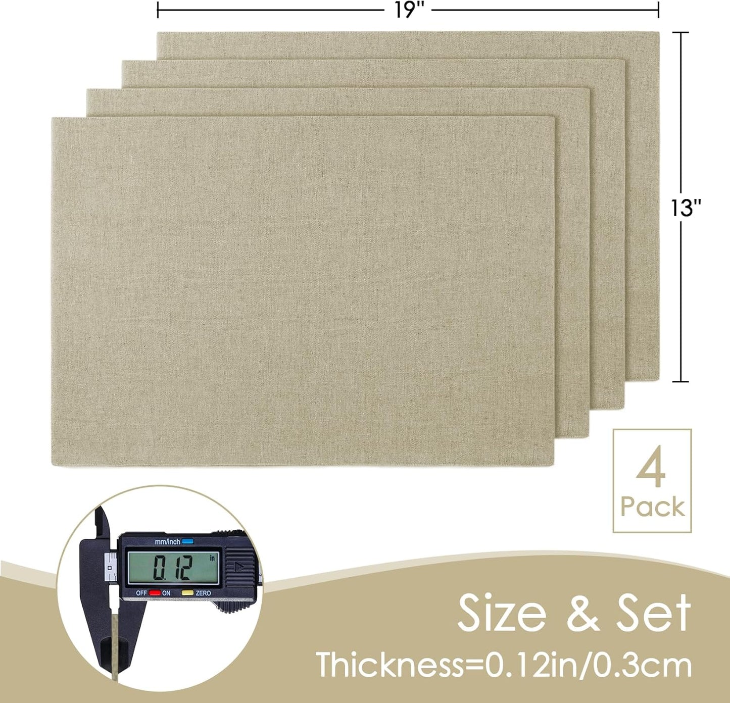 MANSPHIL Cloth Placemats Set of 4, Washable Thick Faux Linen Place Mats Heat Resistant Double Layer Table Mats for Dining Kitchen Indoor Outdoor Use - 13x19 Inch Beige