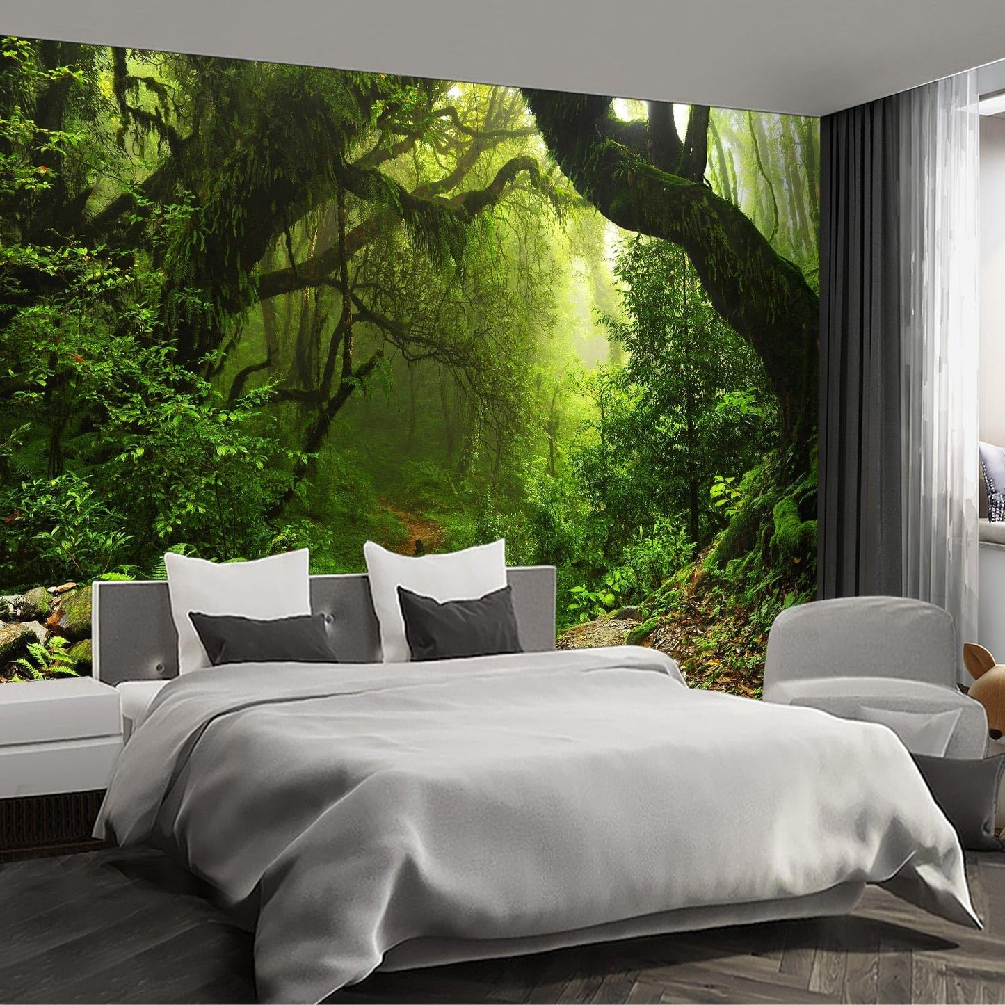 Forest Landscape Wall murals Woodland Tree Peel and Stick Wallpaper for Bedroom Living Room - 85"x118"