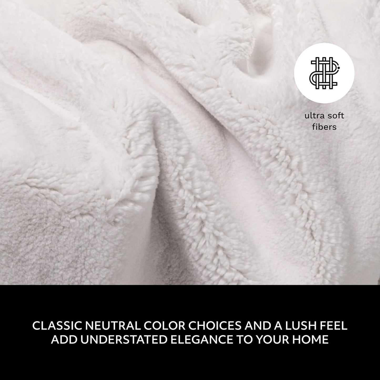 Mon Chateau Luxury Ultimate Plush Faux Fur Throw with 6cm Foldover for Couch, Sofa, or Bed - Plush Ultra Soft Blanket for Sleeping or Home Décor, 60" x 70" (Foldover Ivory)