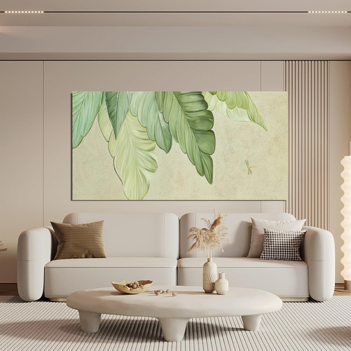 Canvas Wall Art Decor Large Modern Green Wall Art Prints Art Work for Wall Decor Wall Art Pictures for Living Room Boho Botanical Wall Art Decorations Artwork for Walls Bedroom Office Decor 24" X 48"