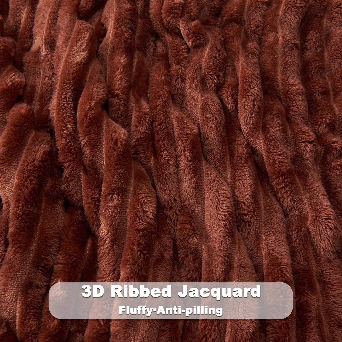 NEWCOSPLAY Super Soft King Blanket Coffee Premium Silky Flannel Fleece 3D Ribbed Jacquard Lightweight Bed Blanket All Season Use (Coffee Ribbed, King(90"x110"))