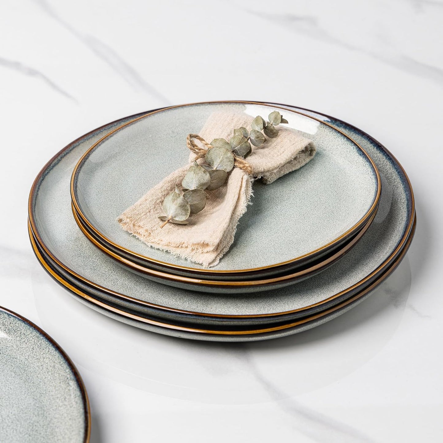 AmorArc Ceramic Dinnerware Sets,Handmade Reactive Glaze Stoneware Plates and Bowls Sets,Highly Scratch Resistant | Dishwasher & Microwave Safe Dishes Set,Service for 6 (18pc)