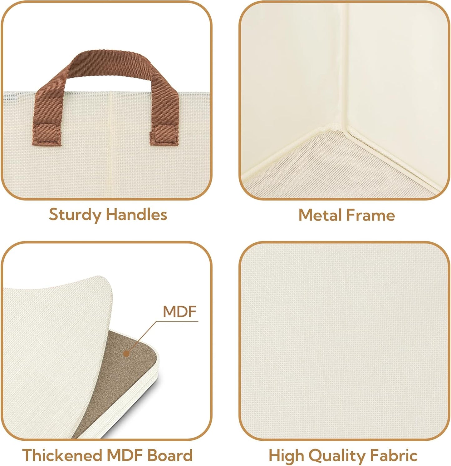 GRANNY SAYS Closet Storage Baskets, Collapsible Fabric Storage Bins with Metal Frame, Clothes Organizer Bins, Large Baskets for Shelves, Ivory, 4-Pack