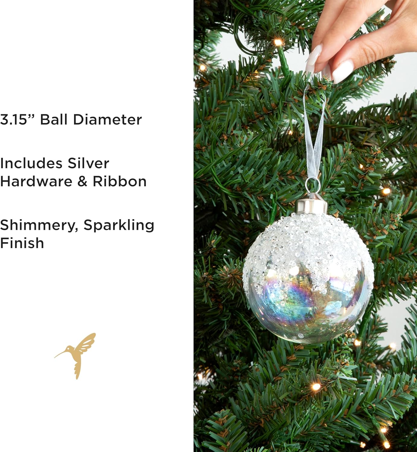 Papyrus 12 Piece Crystal Christmas Glass Ornament Set, 3.15" Dia, 4 Styles Equally Assorted