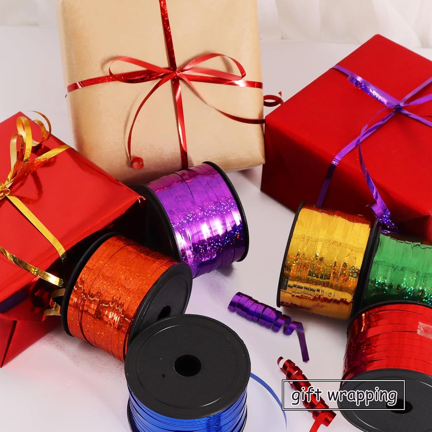 BEISHIDA 6 Assorted Colors Curling Ribbons Balloon String Ribbons - Rainbow Balloons 6 Rolls for Gift Warppping Birthday Easter Party Decorations