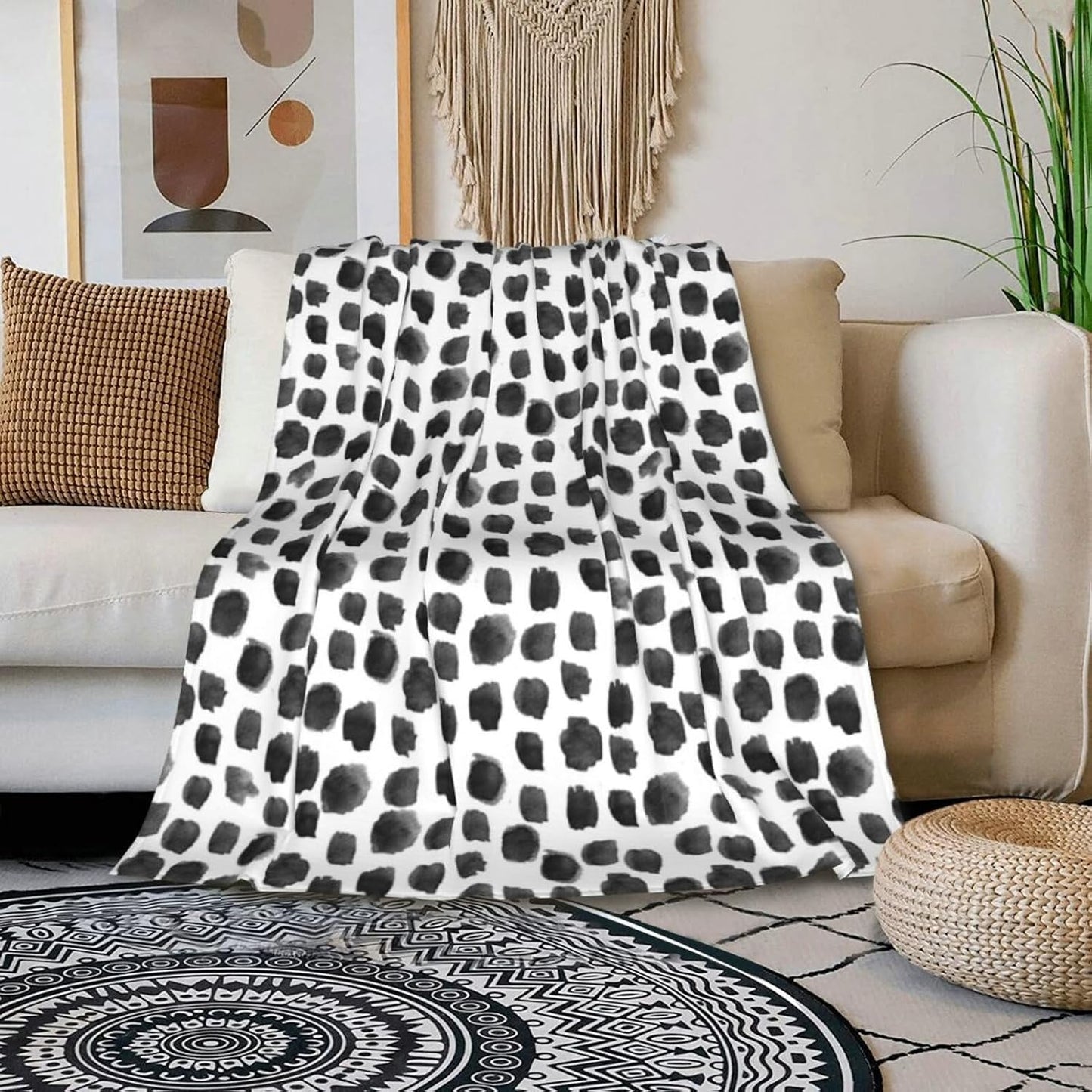 HGOD DESIGNS Watercolor Polka Dot Flannel Fleece Bed Blanket Throw Blanket Lightweight Cozy Plush Blanket for Bedroom Living Rooms Sofa Couch 50"x60"