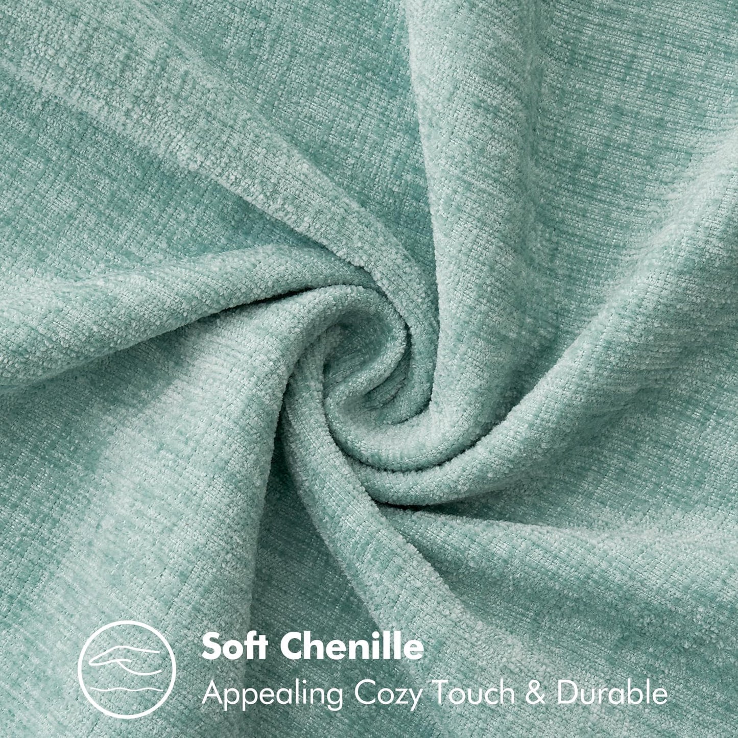 MIULEE Pack of 2 Couch Throw Pillow Covers 18x18 Inch Coastal Aqua Blue Farmhouse Decorative Pillow Covers with Stitched Edge Soft Chenille Solid Dyed Spring Pillow Covers for Sofa Bed Living Room